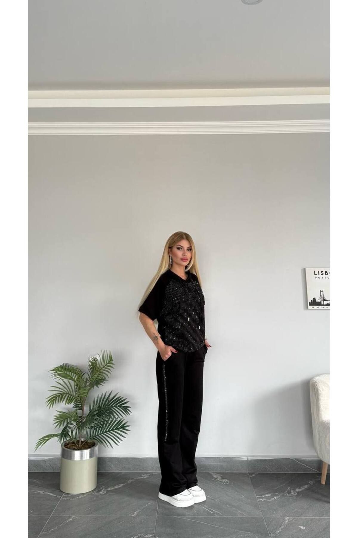 Bella Belluci Yeni Sezon Kapüşonlu Geniş Paça Alt Üst Takım