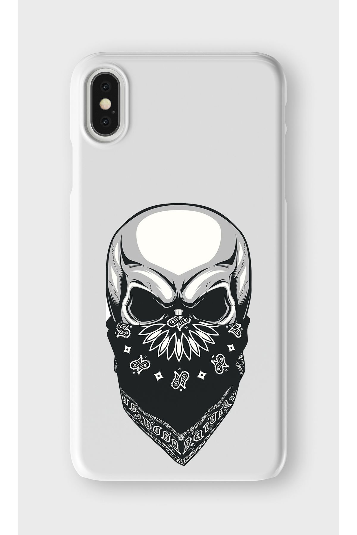 lelia iPhone XS Max Uyumlu Kuru Kafa Tasarımlı İçi Kadife Lansman Beyaz Silikon Kılıf