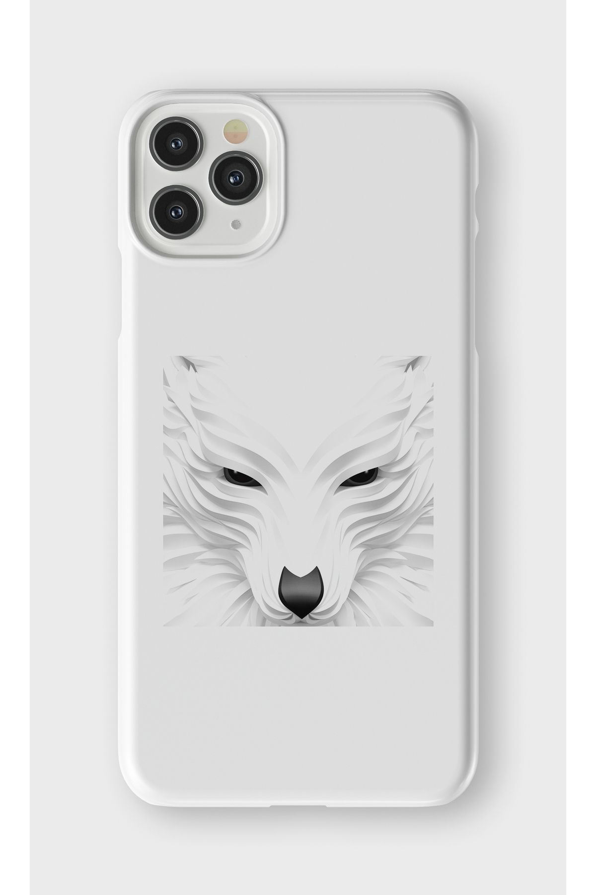 lelia iPhone 11 Pro Uyumlu Kurt Tasarımlı İçi Kadife Lansman Beyaz Silikon Kılıf