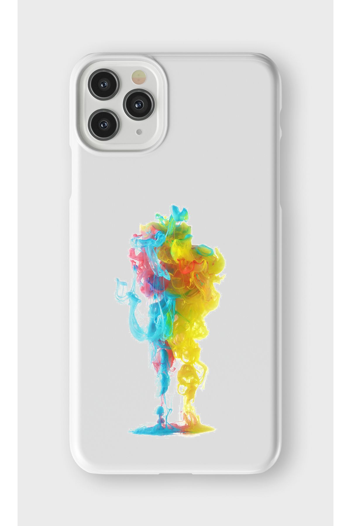 lelia iPhone 11 Pro Uyumlu Renkli Duman Tasarımlı İçi Kadife Lansman Beyaz Silikon Kılıf