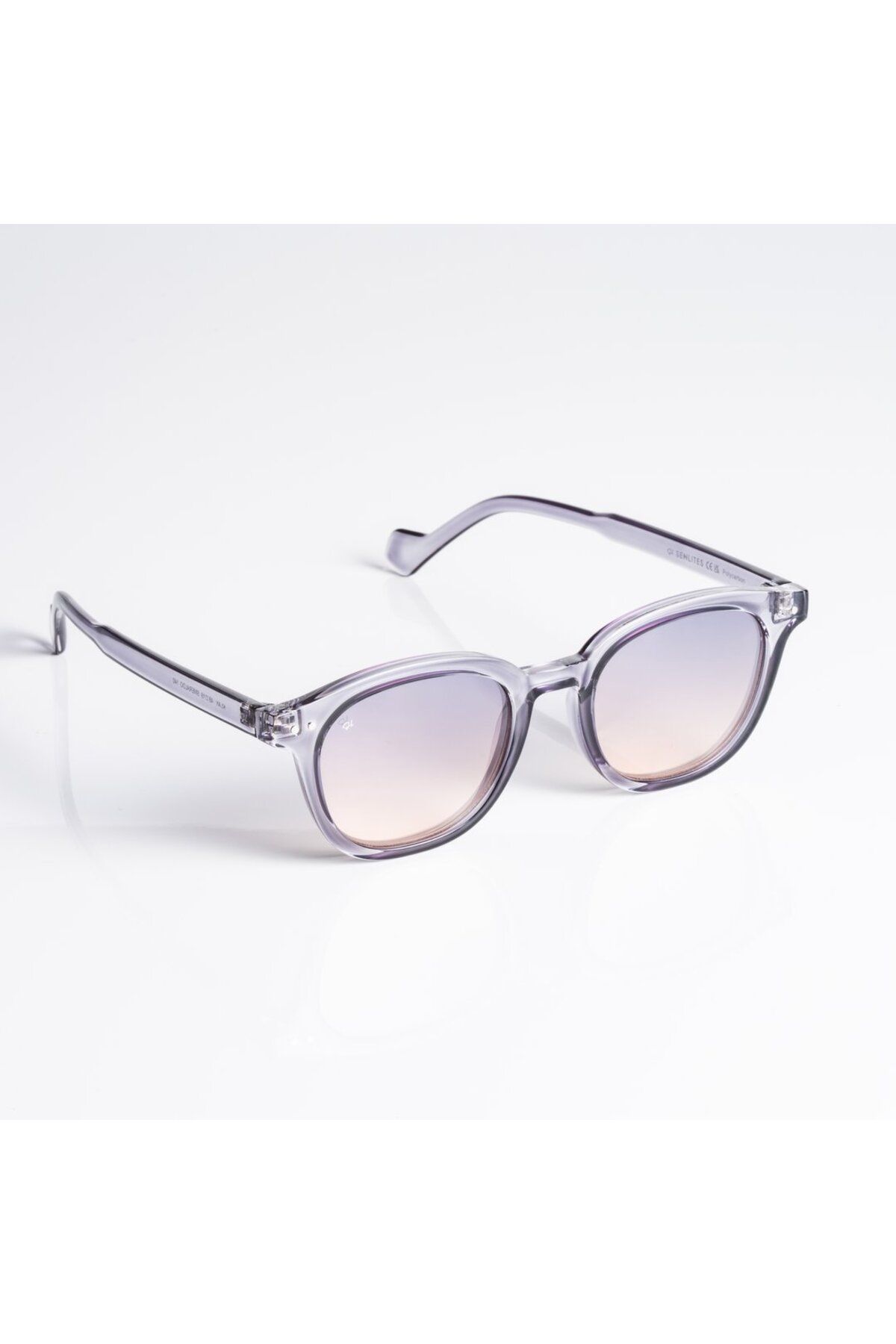 SENLITES Sunglasses More KLAY SMERALDO Unisex Şeffaf Gri-Mor Ayna UV400 Kare Güneş Gözlüğü
