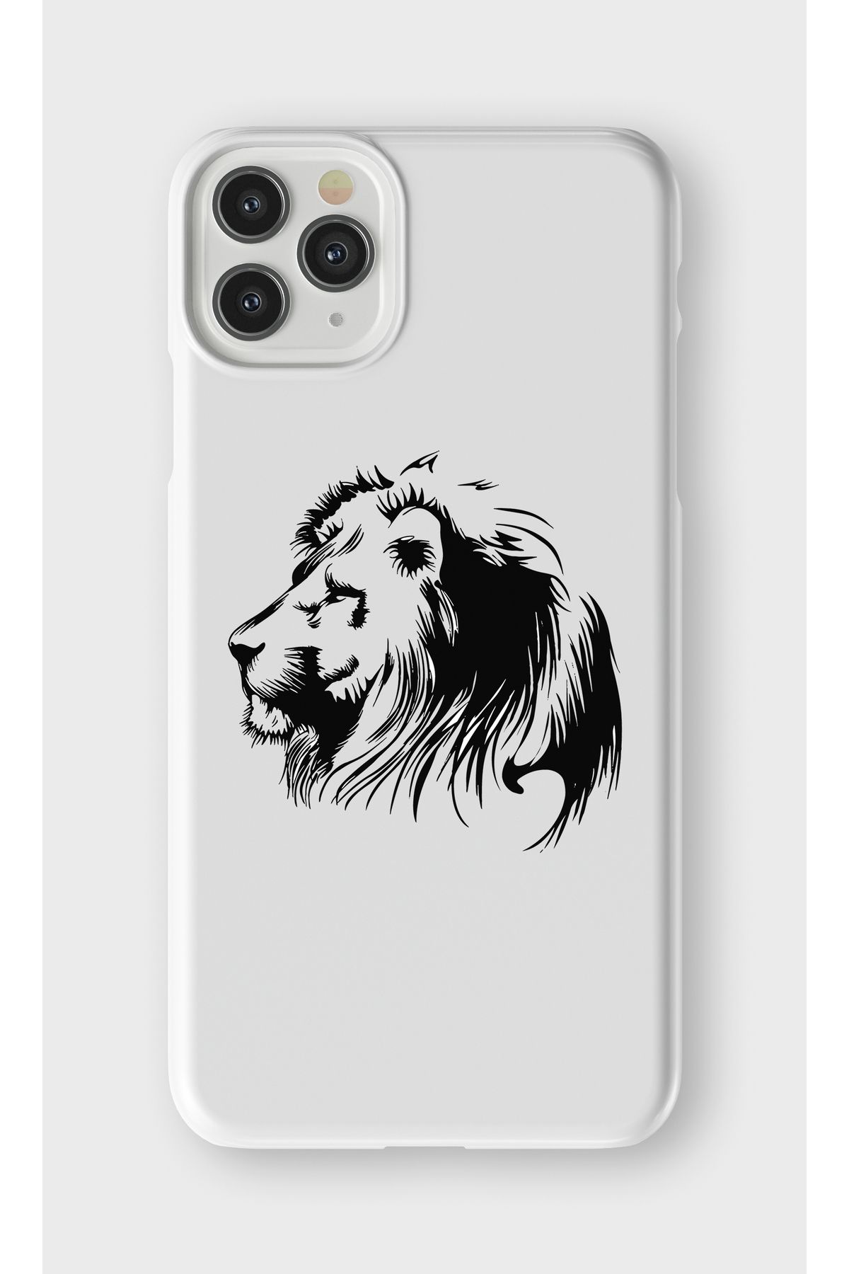 lelia iPhone 11 Pro Max Uyumlu Aslan Tasarımlı İçi Kadife Lansman Beyaz Silikon Kılıf