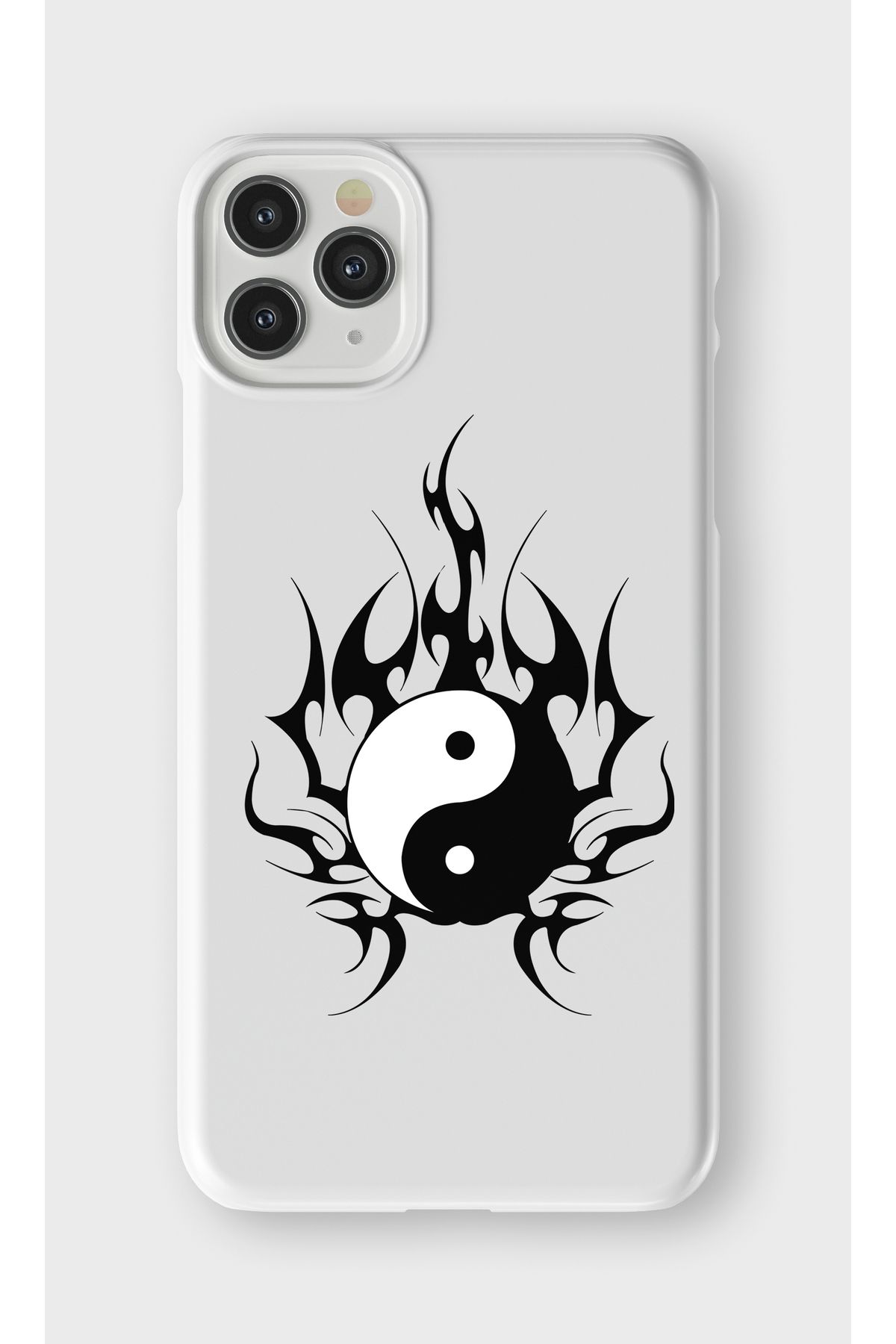 lelia iPhone 11 Pro Uyumlu Ying Yang Tasarımlı İçi Kadife Lansman Beyaz Silikon Kılıf