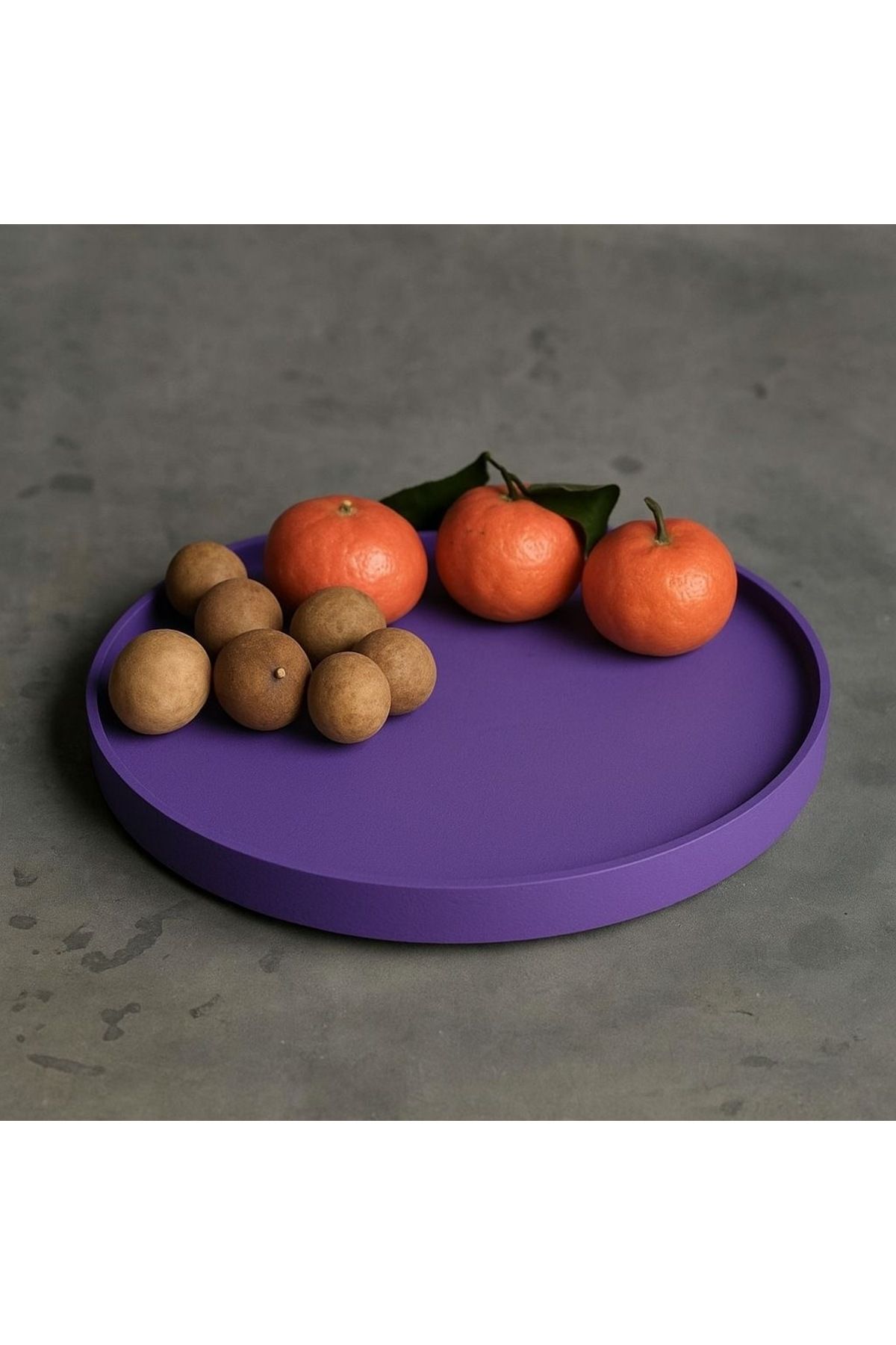 Omerella Dekoratif 21 Cm, Mum,saksı Ve Takı Tabağı, Mumluk, Organizer Tabak, Kase, Sunumluk Tepsi Mor