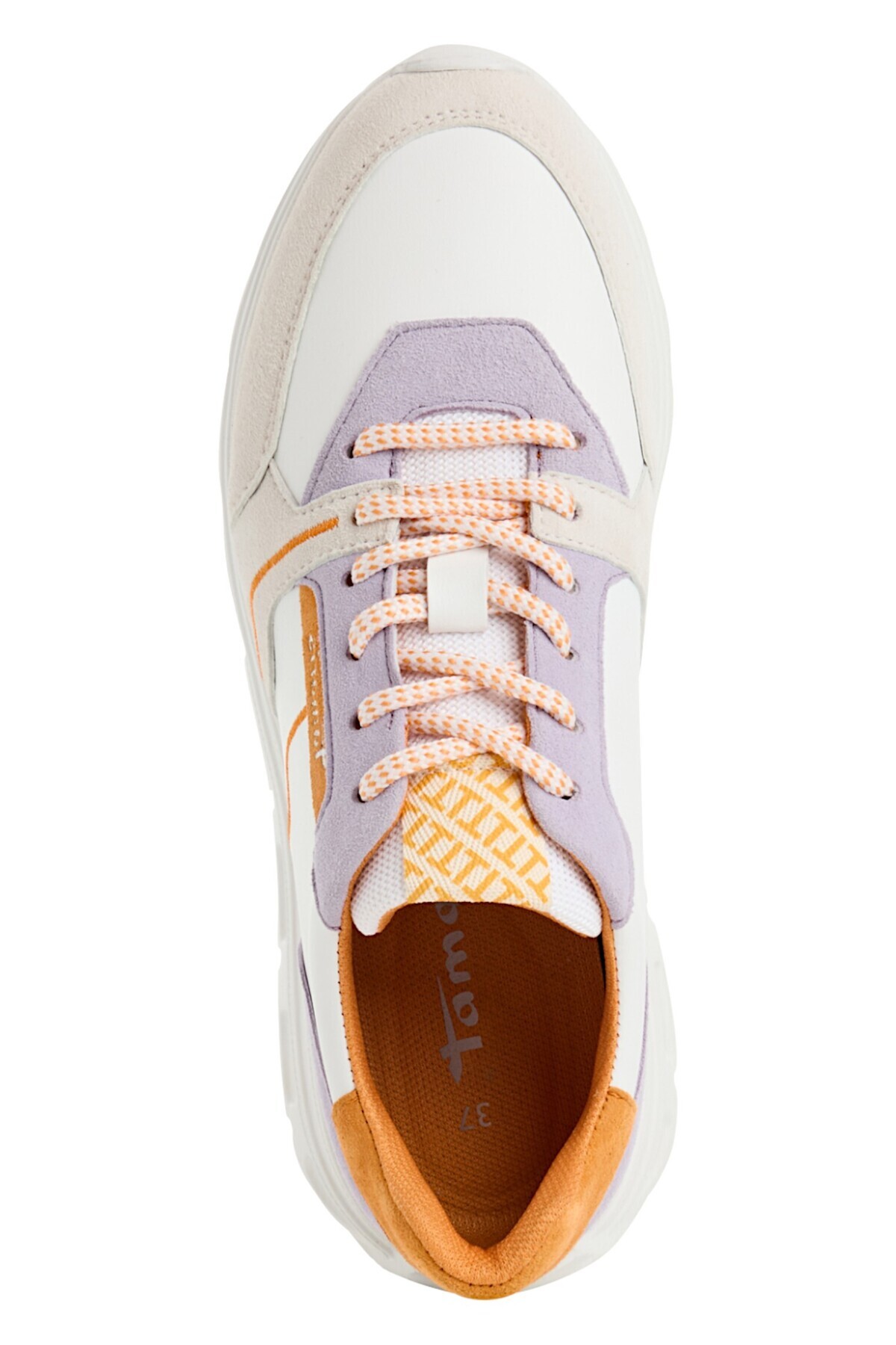 Tamaris-Damen Low Sneaker Low Top 1-23710-44 Weiß 608 Orange Comb Textil/synthetik 5