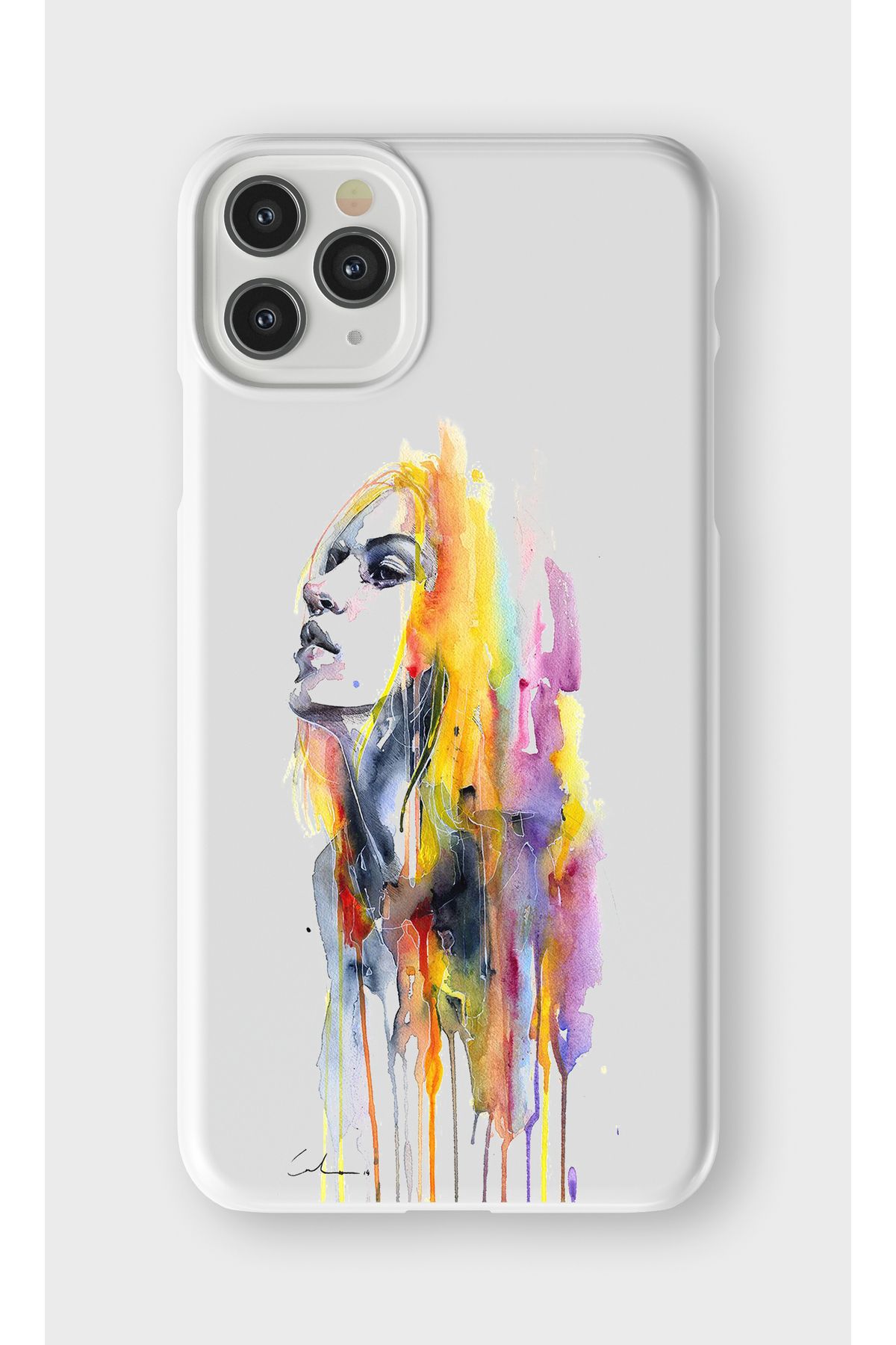 lelia iPhone 11 Pro Uyumlu Kadın Silüeti Tasarımlı İçi Kadife Lansman Beyaz Silikon Kılıf