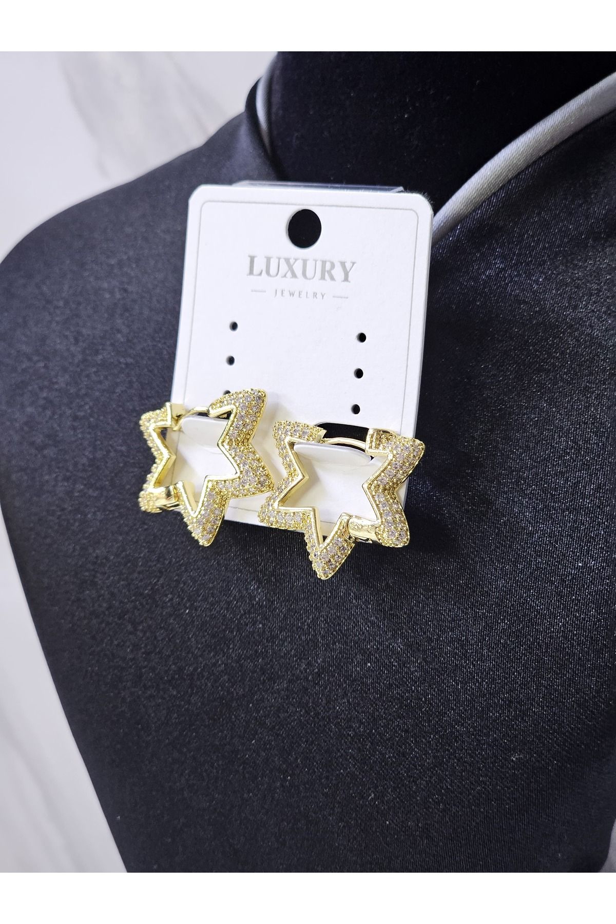 MODA Büyük Yıldızlı Zirkon Gold Küpe