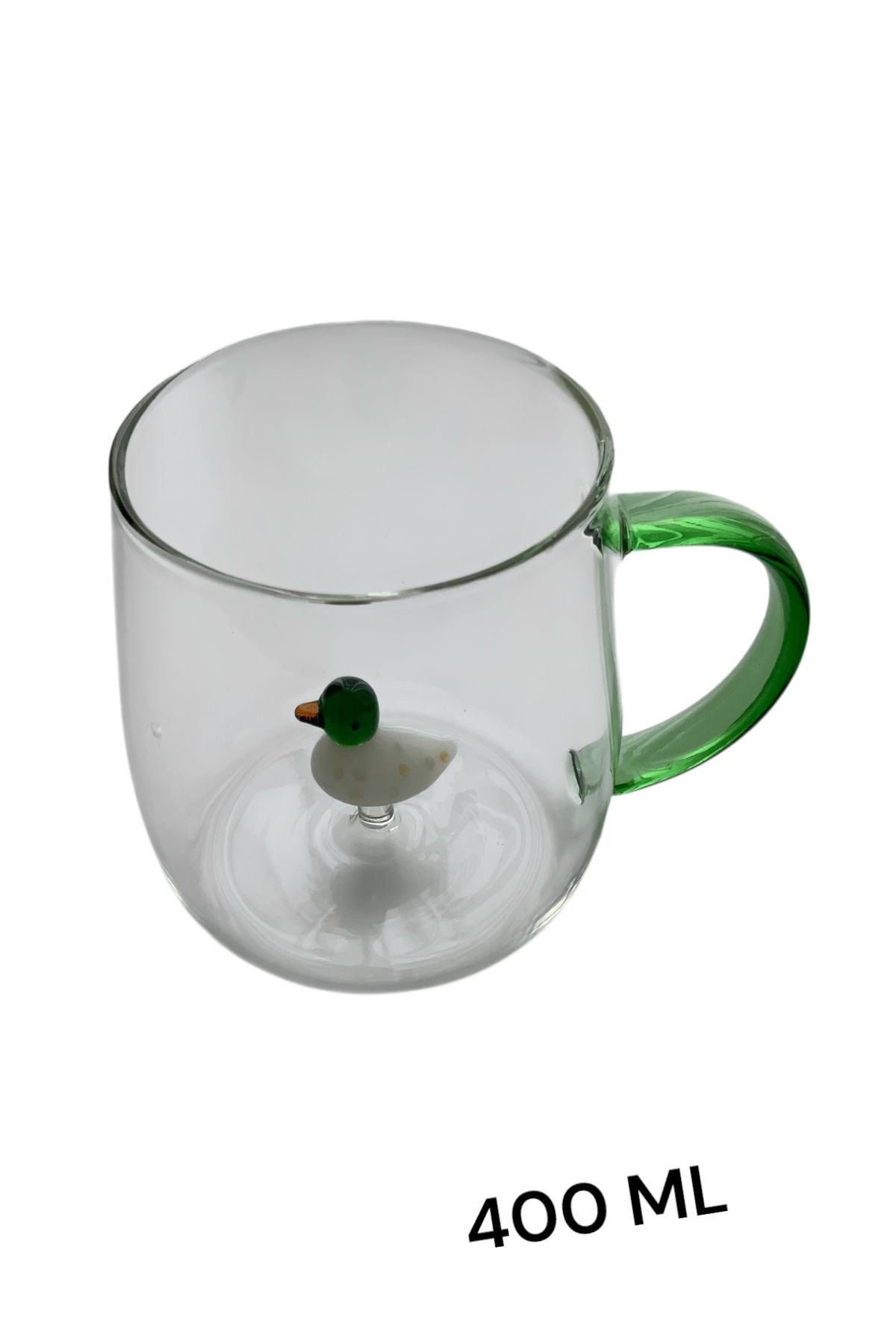 Madame Coco Lucia Borosilikat Cam Kupa – 400 ml | Yeşil Renk | Şık & Isıya Dayanıklı Tasarım