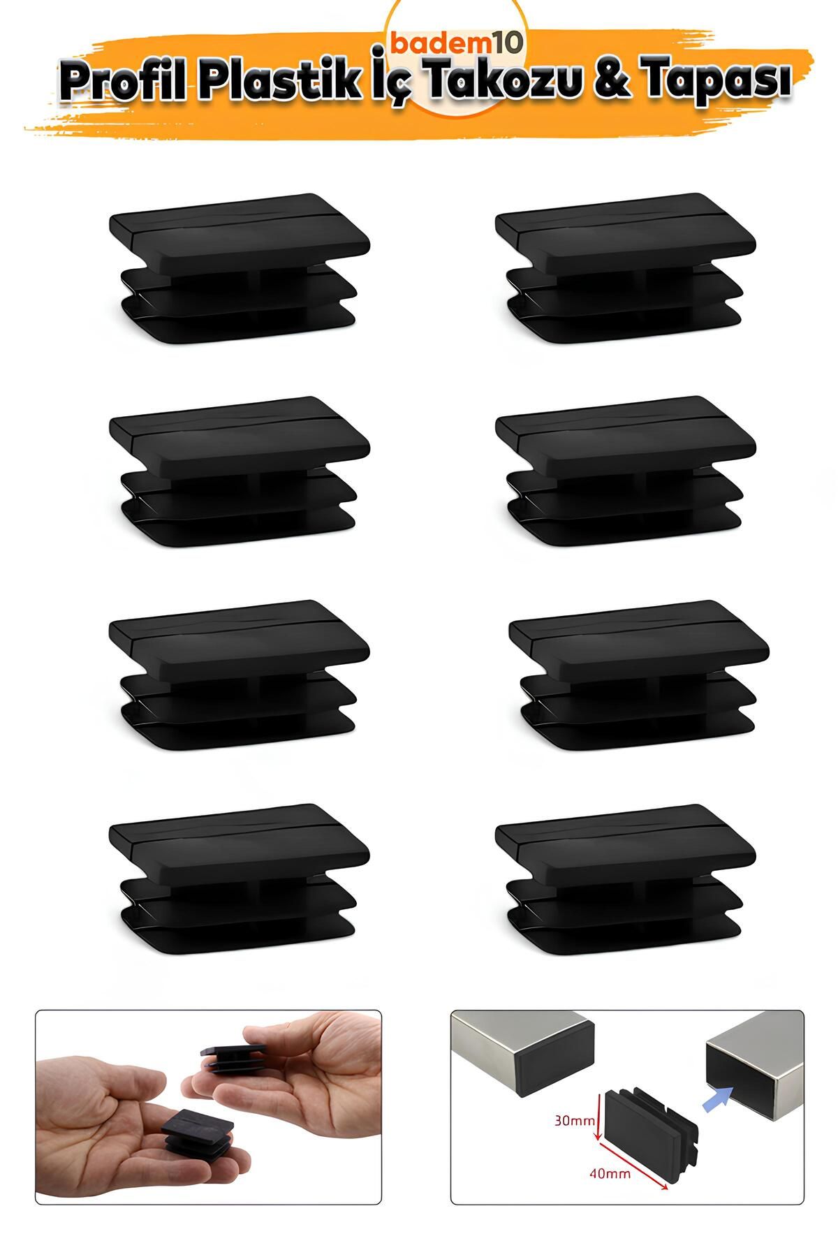 Badem10 30 mm x 40 mm Masa Sandalye Sehpa Mobilya Parke 8 Adet Ayak Tapası Takozu Tıpa Papuç Takoz Çizilme