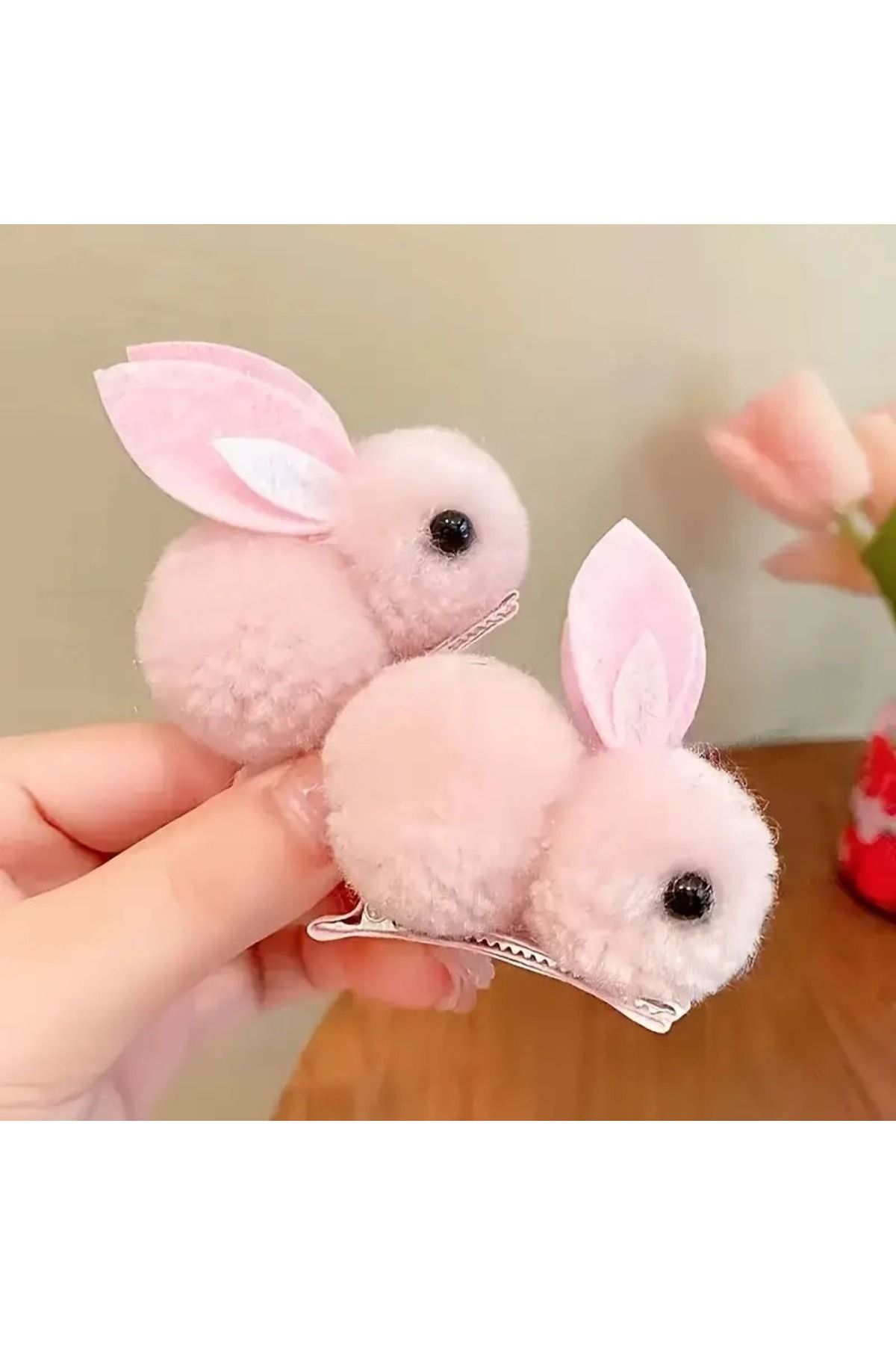 Dodemert Home 2 Adet Pembe Sevimli Pelüş Tavşan Saç Tokası