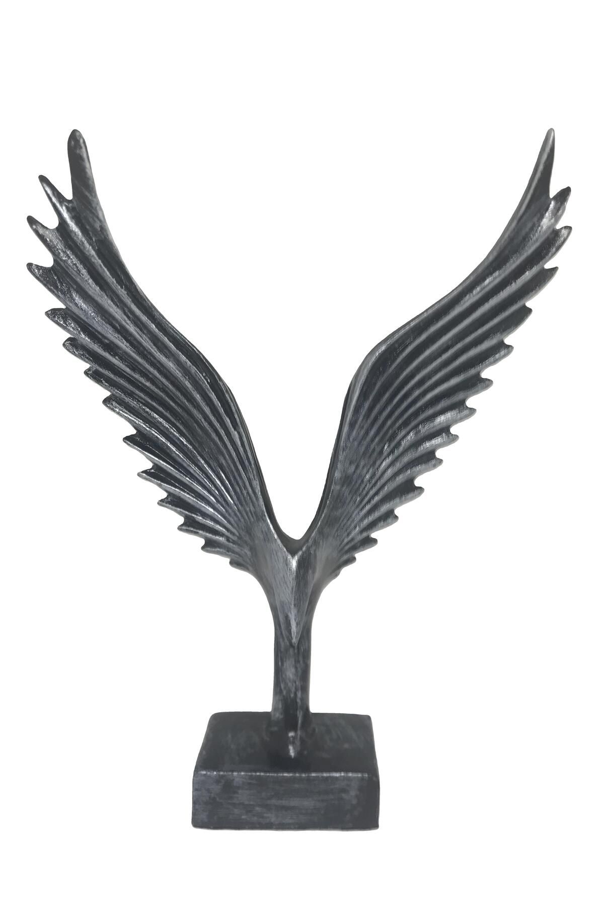 Şans Hediyelik Soyut Kartal Siyah Obje Gümüş Eskitme 31cmx23cm