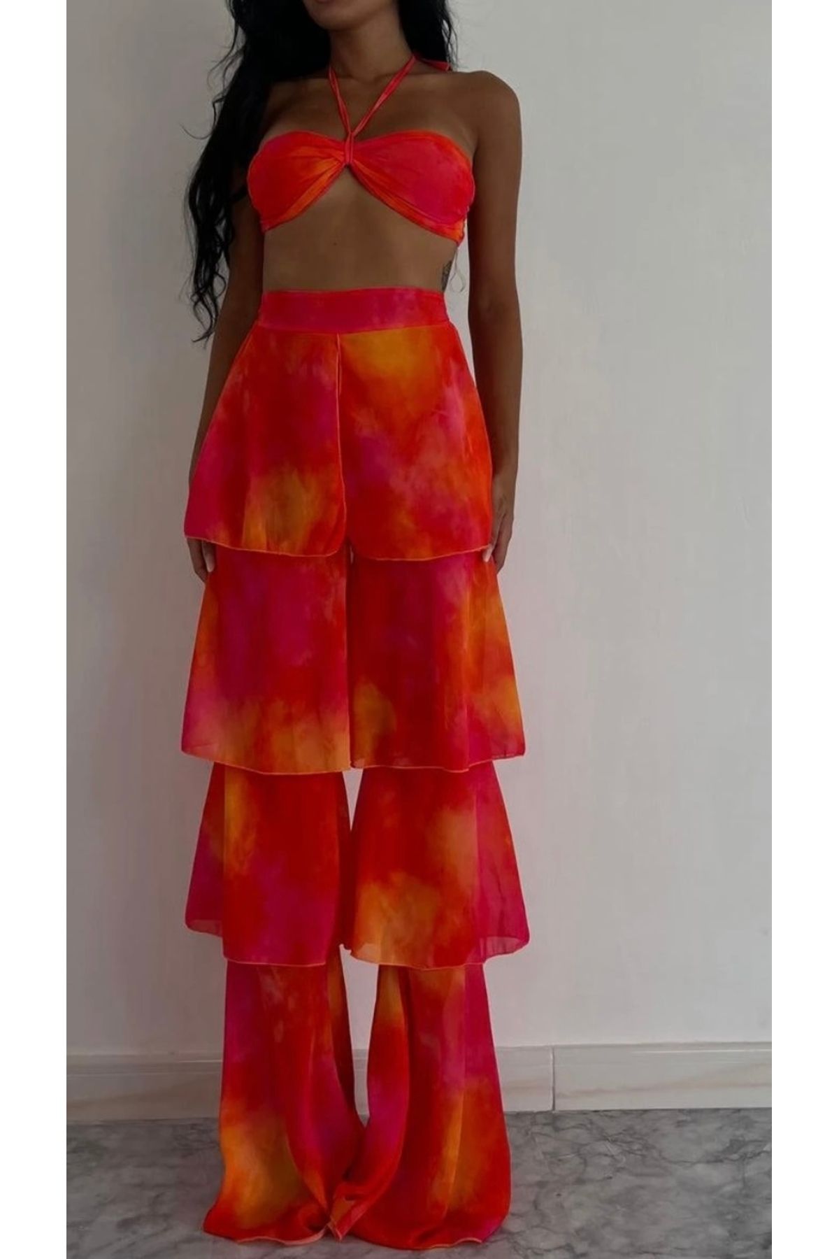 TP Crop Pantolon Orange Takım