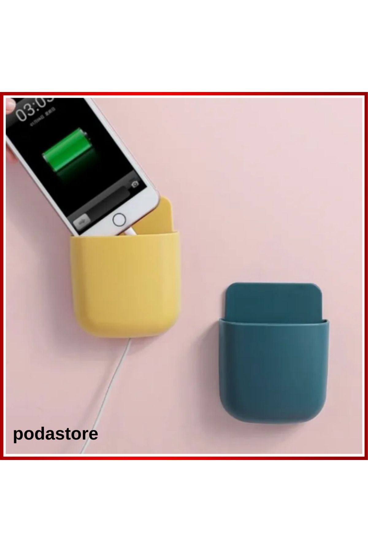 podastore Minimal Duvar Tipi Kumanda ve Telefon Tutucu – Kolay Kurulum