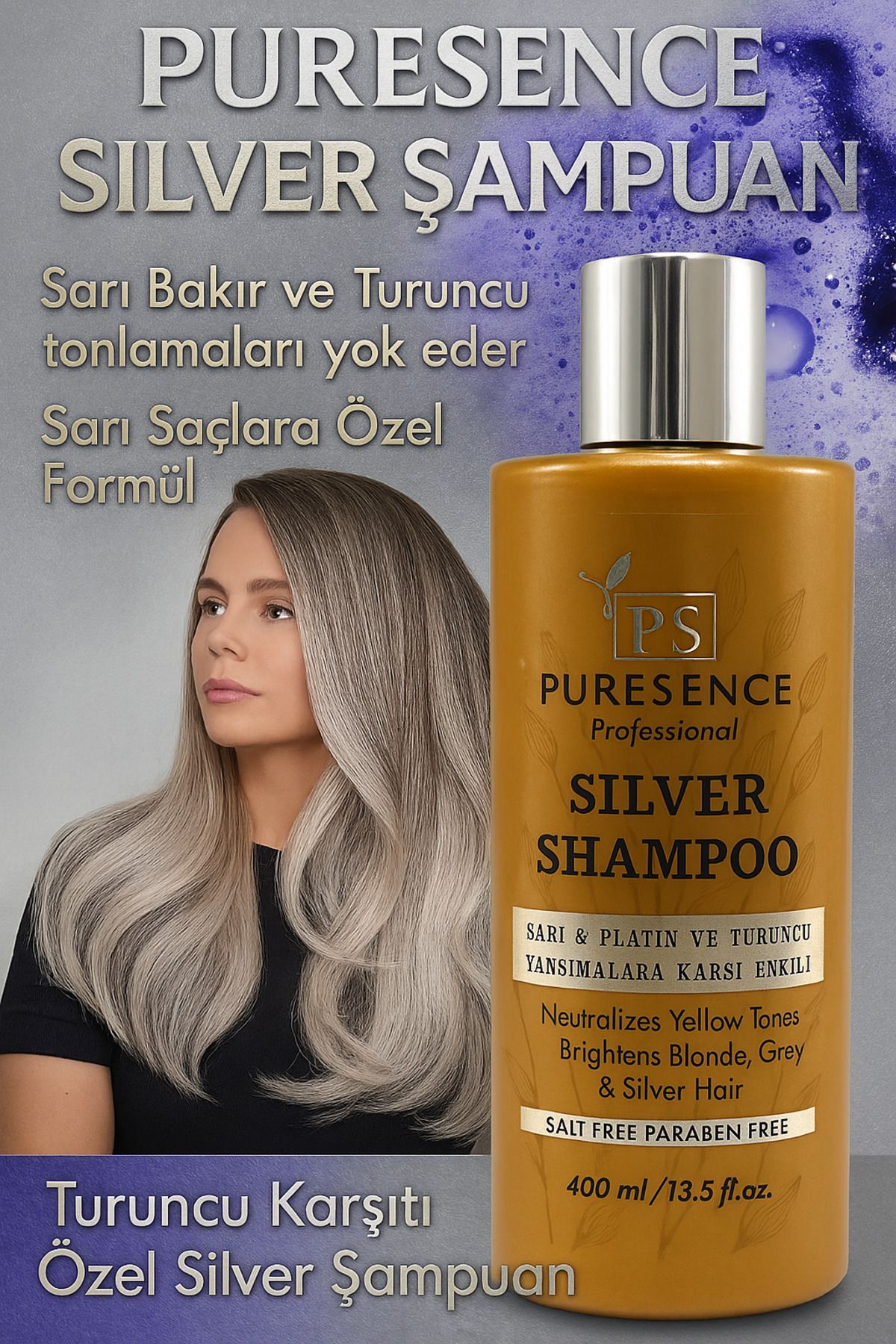 PURESENCE SİLVER ŞAMPUAN TURUNCU KARŞITI 400 ML PURESENCE PROFESSIONAL