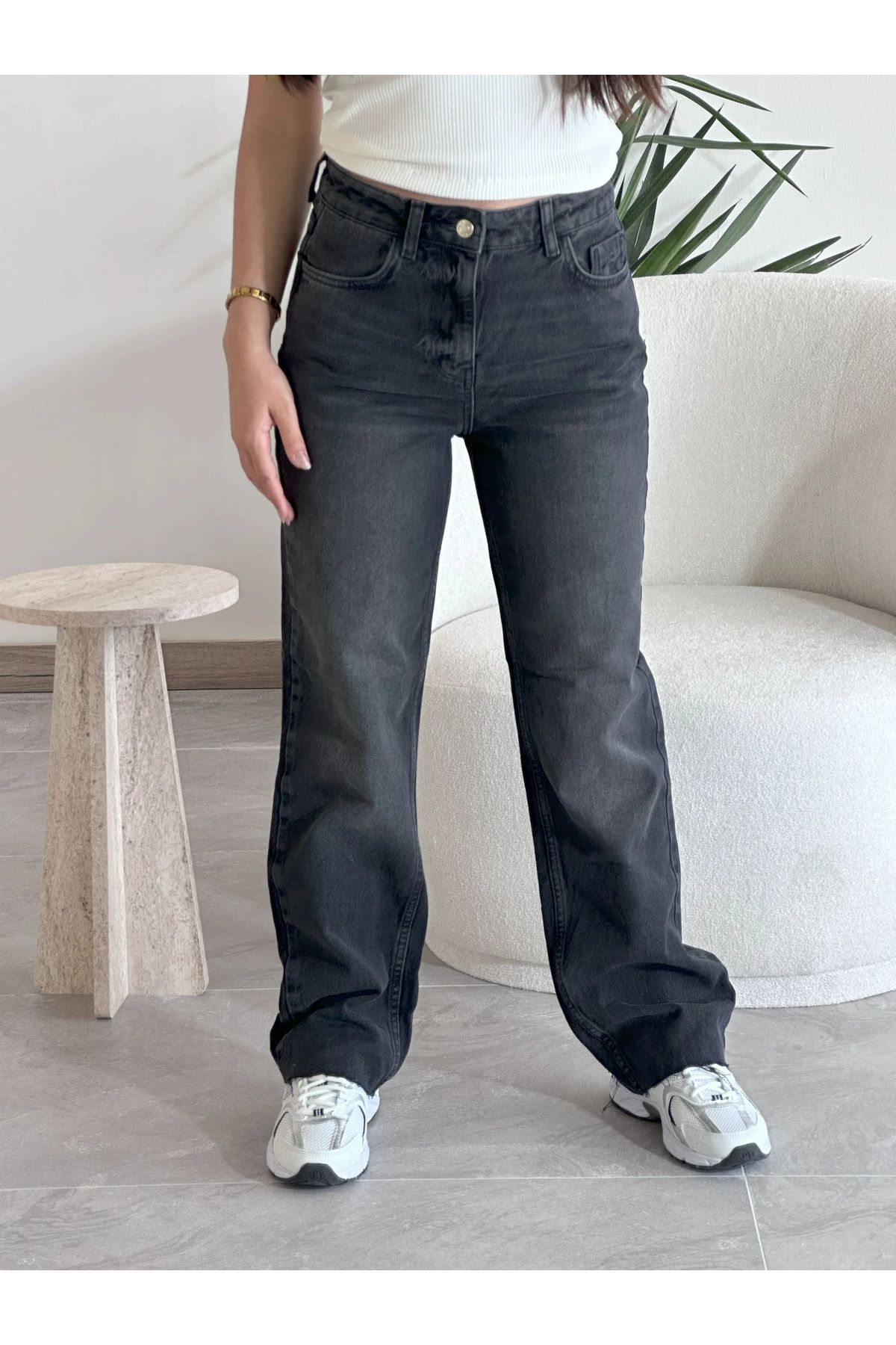 Kyra Studios 0010 Muadil Antrasit Straight Fit Kot Pantolon