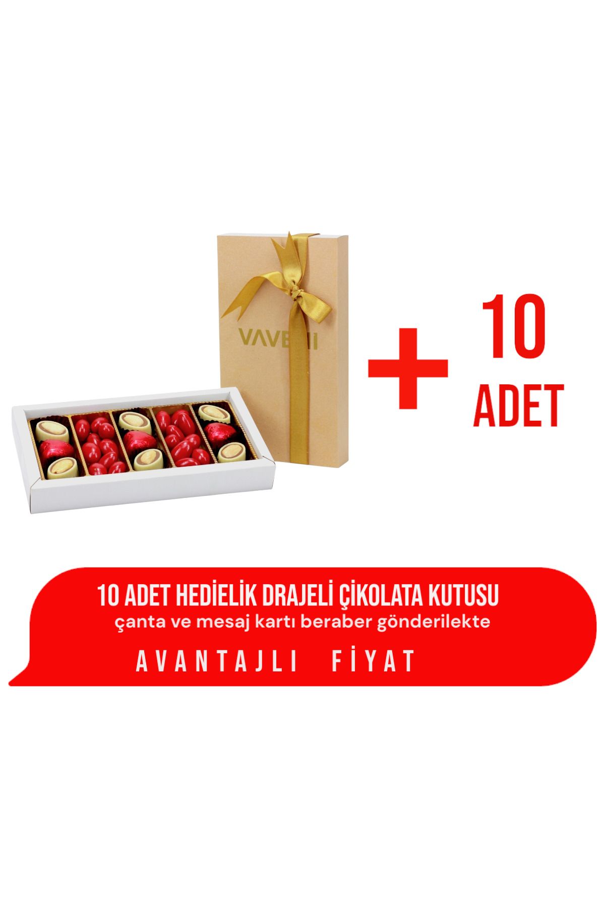 VAVENİ 10 Adet Hediyelik Çikolata Ve Draje Kutusu