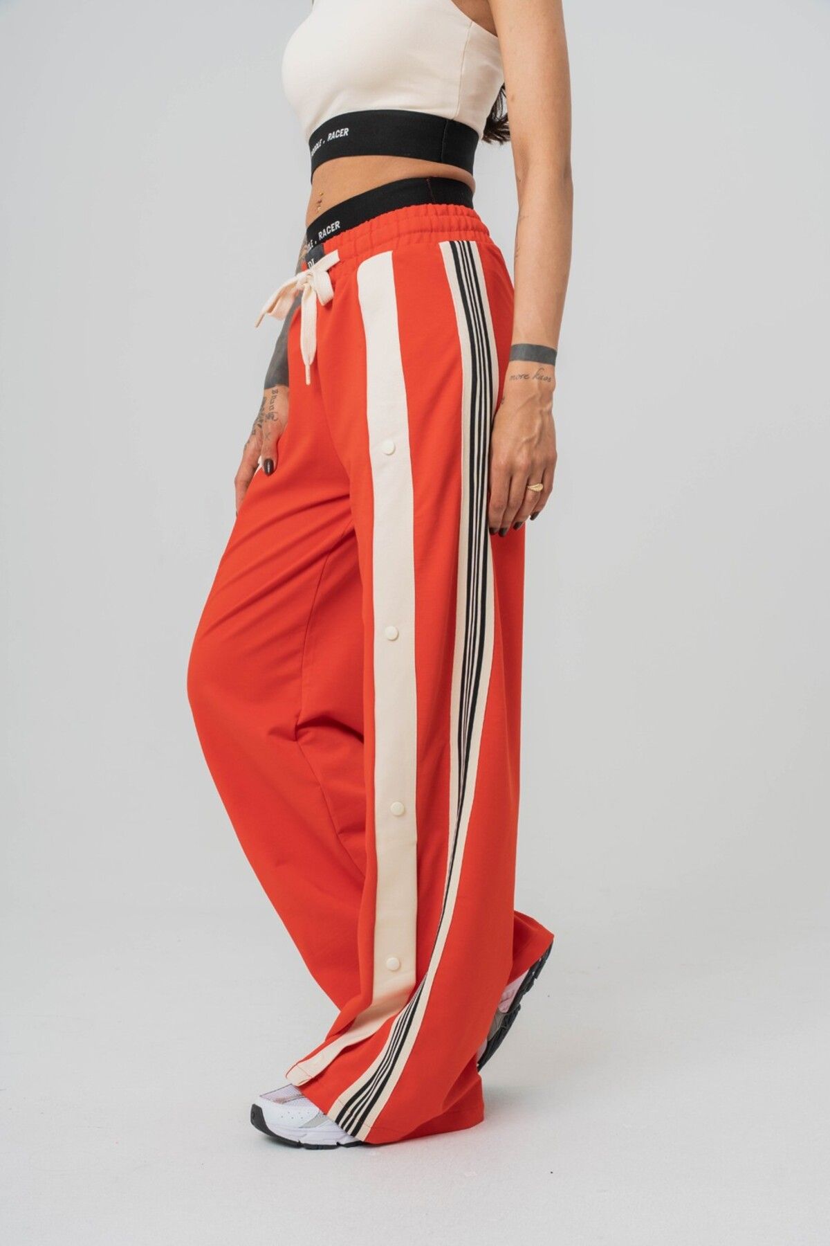 go gang own Urban Stripe Şerit ve Trok Detaylı Baggy Kadın Eşofman Alt