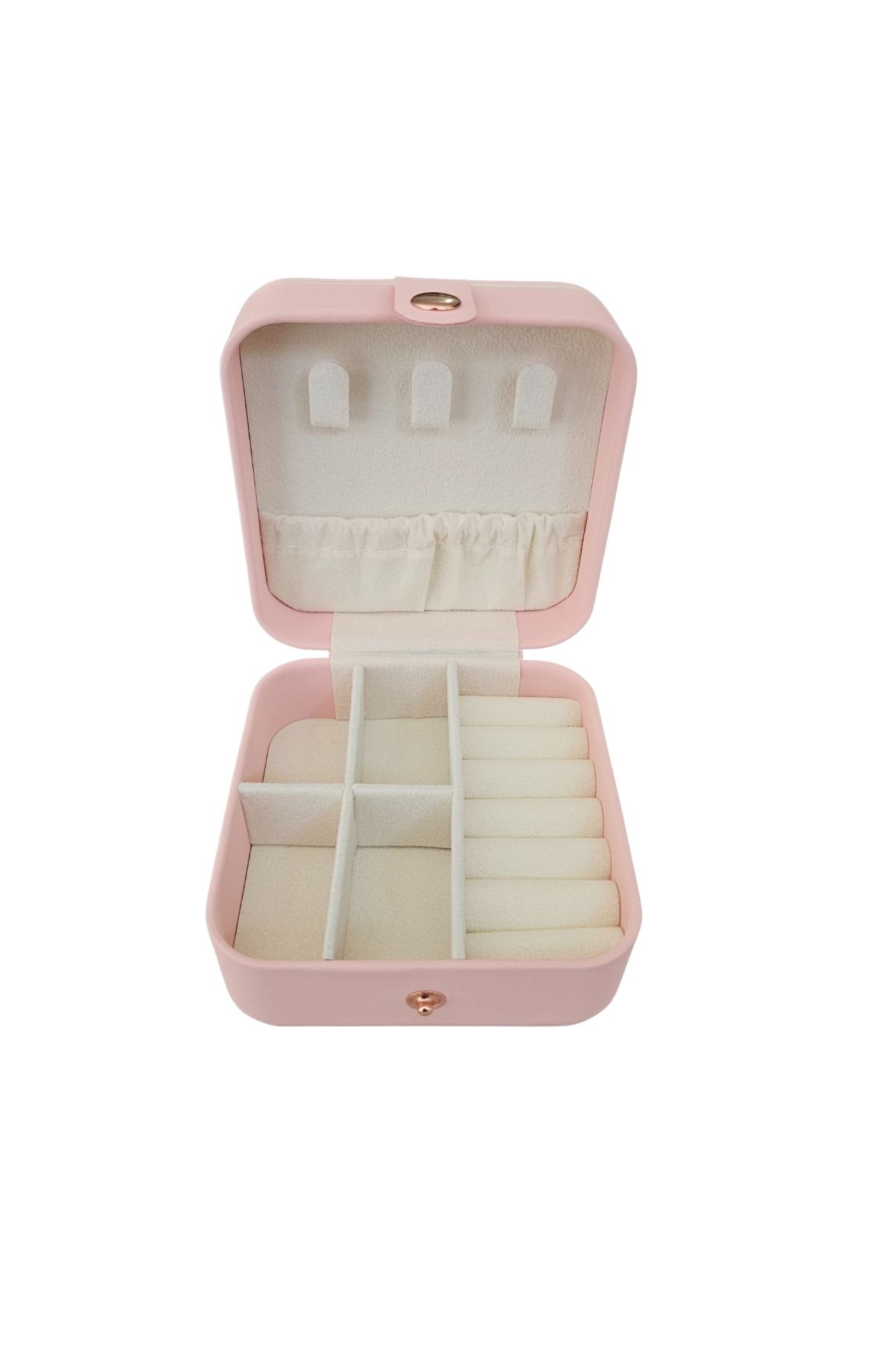 ÖZER KUTU Çıtçıtlı Deri Mini Boy Takı, Seyahat Ve Mücevher Çantası,kutusu (10x10 cm)