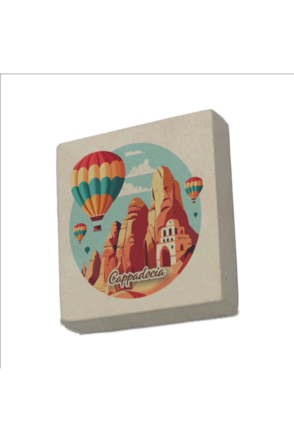 Sadrazam Kapadokya Görseli Baskılı Doğaltaş Magnet (5 X 5 KRT-161)