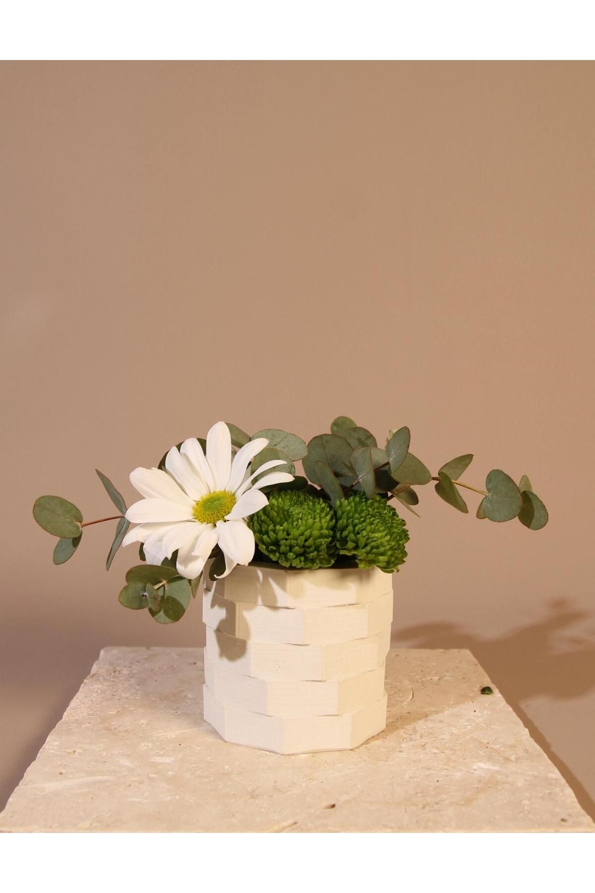 Lea Concept Natura Bloc Mini Beton Saksı Beyaz