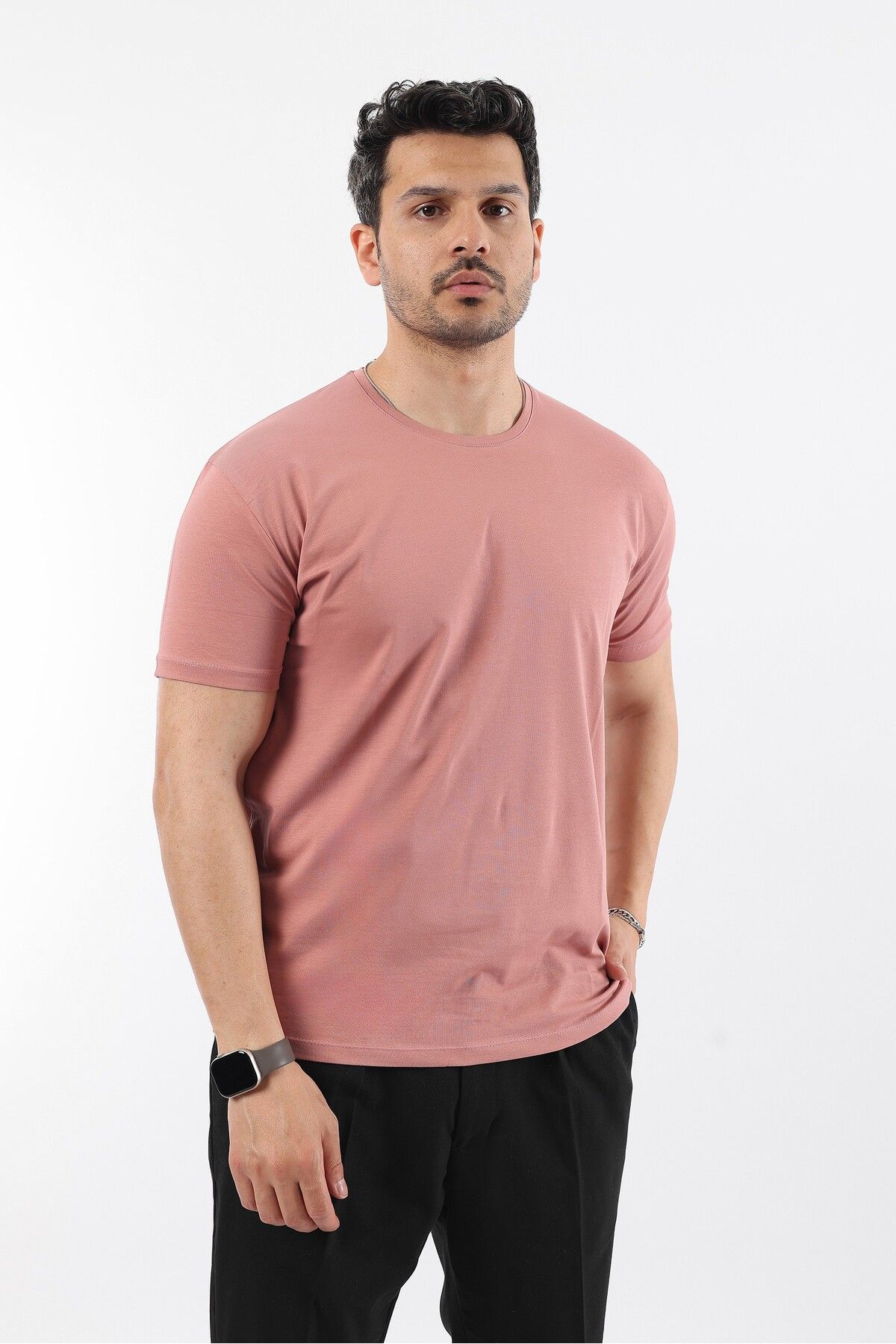 Rodrigo Erkek Slim Fit Bisiklet Yaka Basic Düz T-shirt Tişört