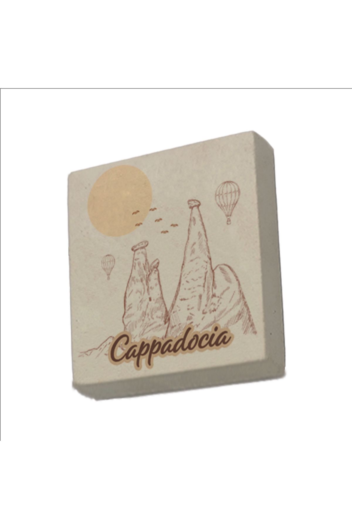 Sadrazam Kapadokya Görseli Baskılı Doğaltaş Magnet (5 X 5 KRT-162)