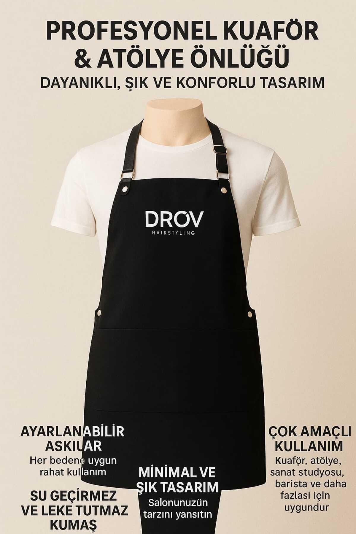 DROV KOZMETİK Profesyonel Kuaför & Atölye Önlüğü - Dayanıklı, Şık ve Konforlu Tasarım
