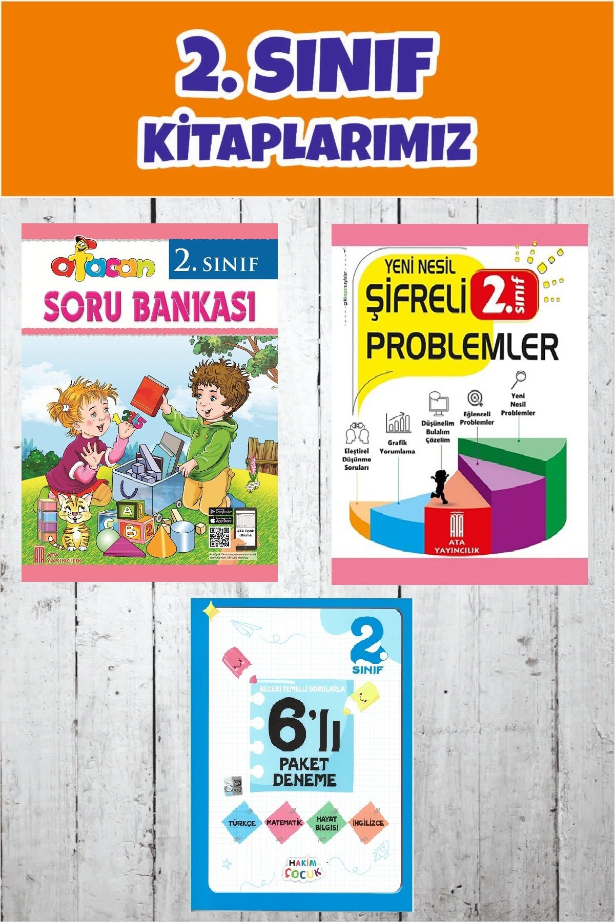 Ata Yayıncılık 2.Sınıf Afacan Tüm Dersler Soru Bankası + Şifreli Problemler + 6 lı Paket Deneme