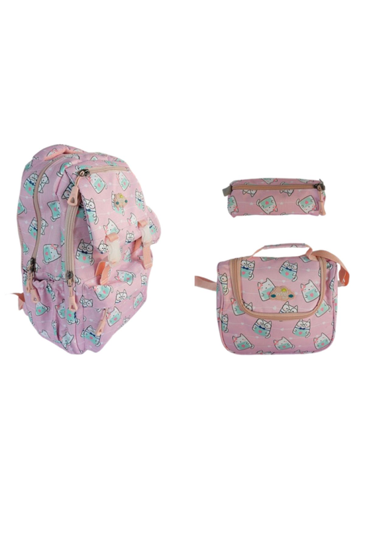 ASTRAL Kids 3 Lü Set İlkokul Sırt Çantası Kız Desenli Çanta