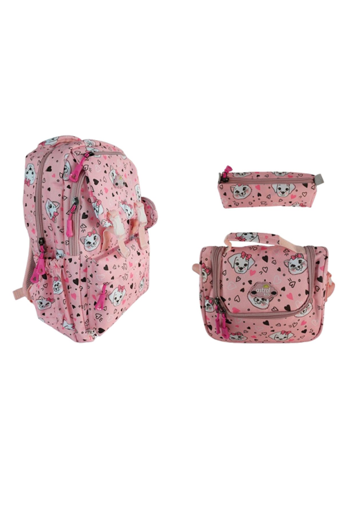 ASTRAL Kids 3 Lü Set İlkokul Sırt Çantası Kız Desenli Çanta