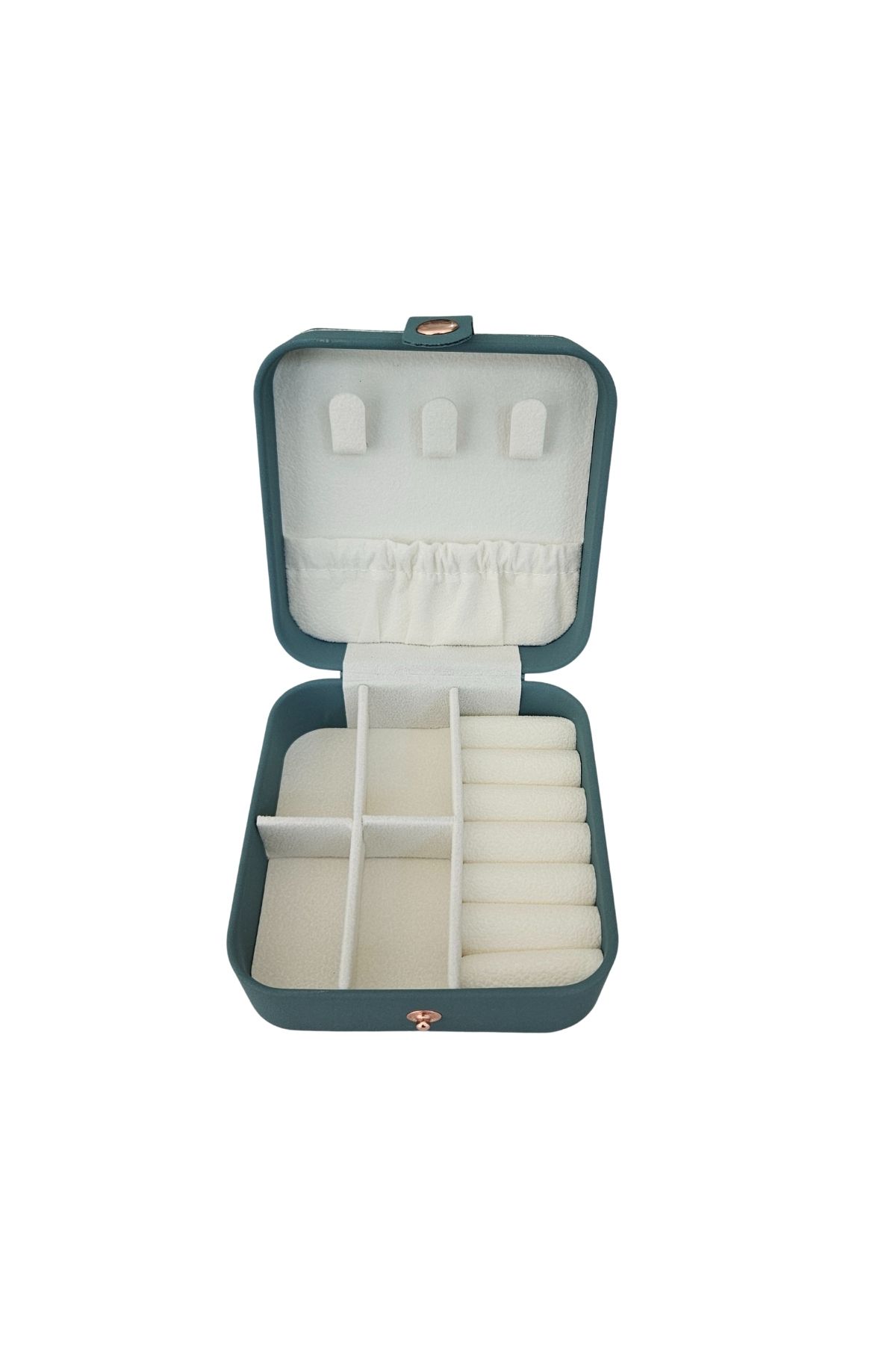 ÖZER KUTU Çıtçıtlı Deri Mini Boy Takı, Seyahat Ve Mücevher Çantası,kutusu (10x10 cm)
