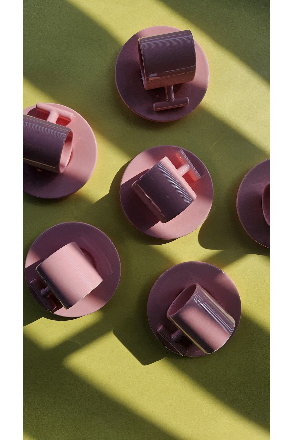 Vess Ceramic Modern Kulplu Pembe Fincan Takımı 2'li