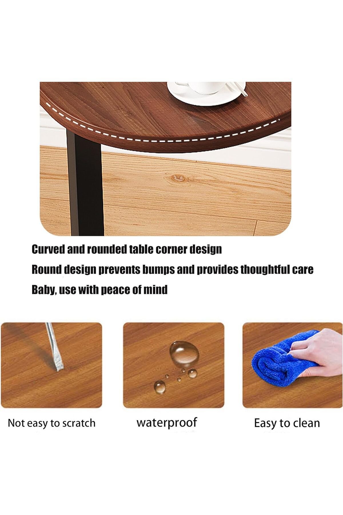 NEXIFY-Small C-Shaped Bed Side Table, Round End Table for Sofa,Coffee 5