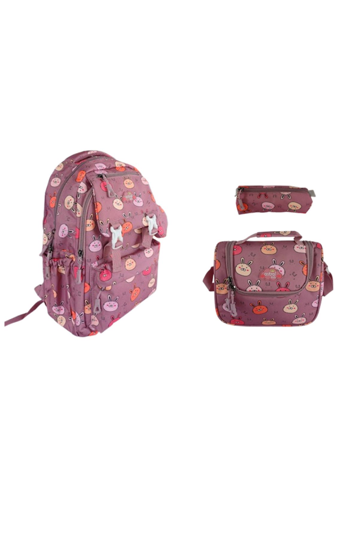 ASTRAL Kids 3 Lü Set İlkokul Sırt Çantası Kız Desenli Çanta