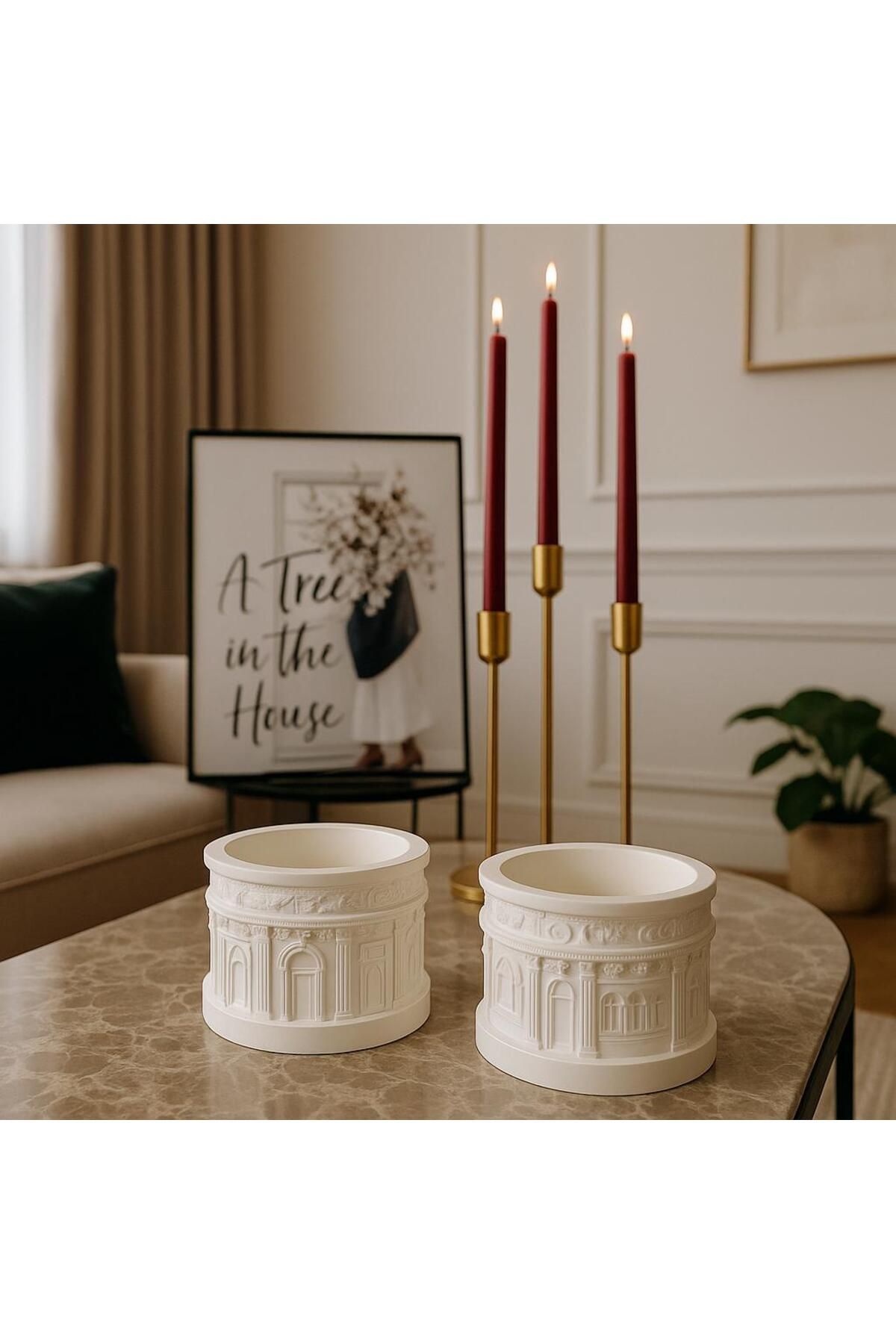 camas candle Yunan Mimari Mumluk ve Soya Wax Mum