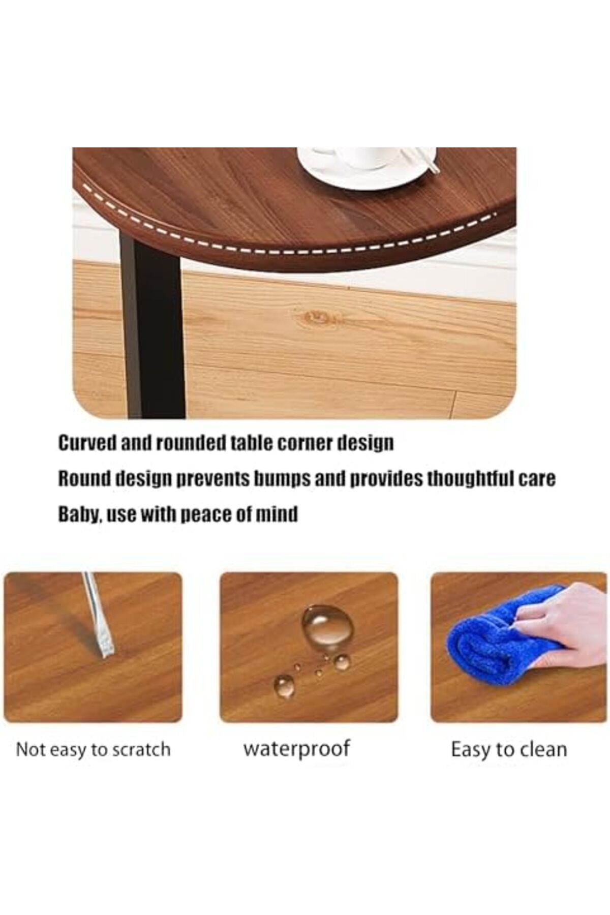 NEXIFY-Small C-Shaped Bed Side Table, Round End Table for Sofa,Coffee 6