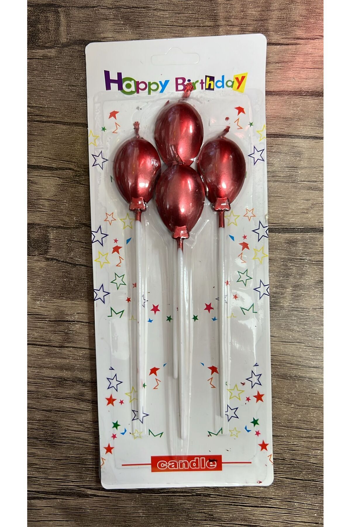 eğlencemarketi Balonlu Pasta Mumu 4 Adet Kırmızı