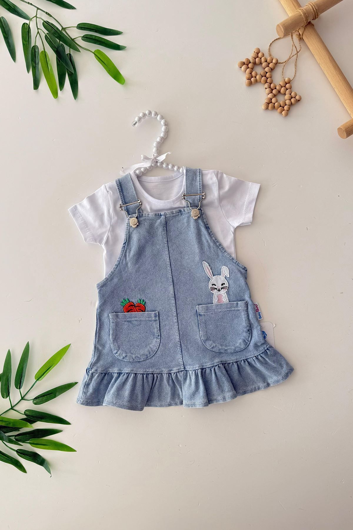 Minigimin Cicileri Miniğimin Cicileri Tavşan İşleme Detaylı Kız Bebe Jile Takım - Mavi