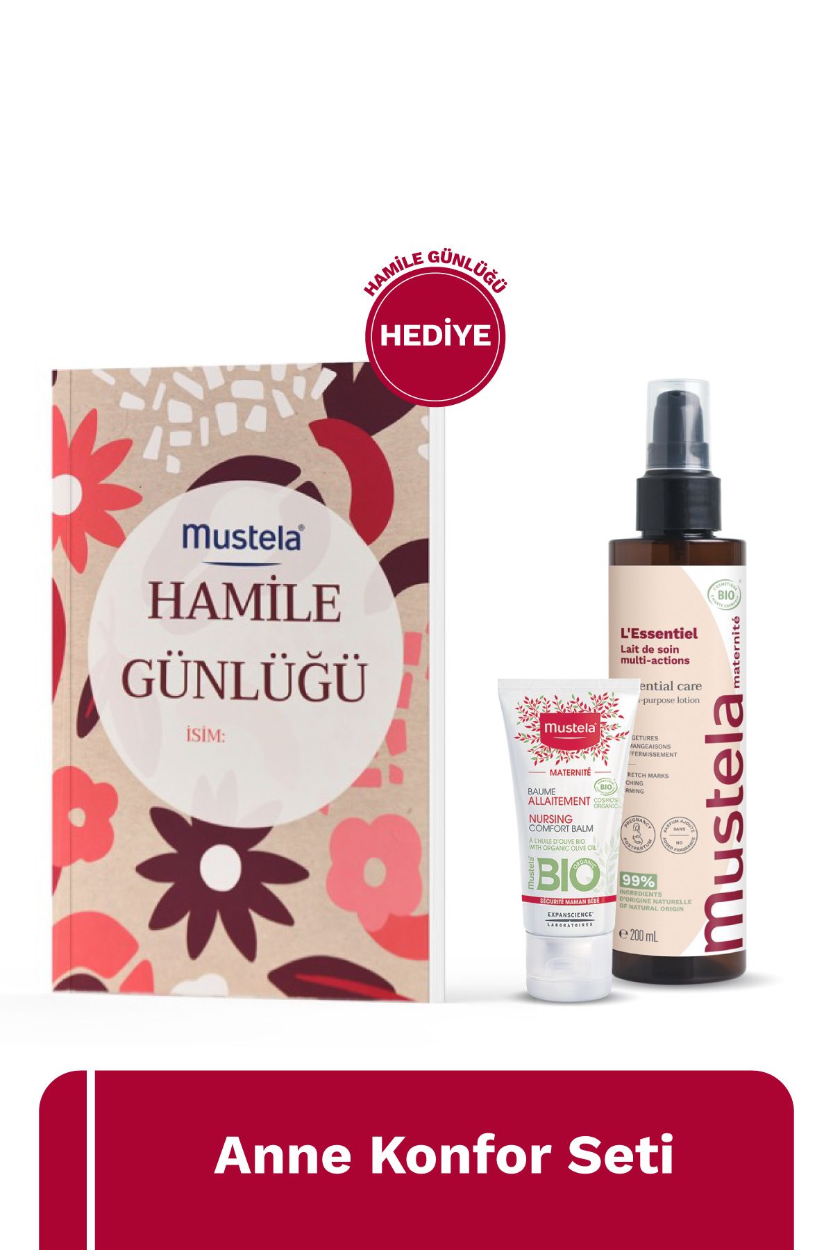 Mustela Hamile Günlüğü Hediyeli Anne Konfor Seti - Organik Sertifikalı Losyon ve Göğüs Ucu Kremi