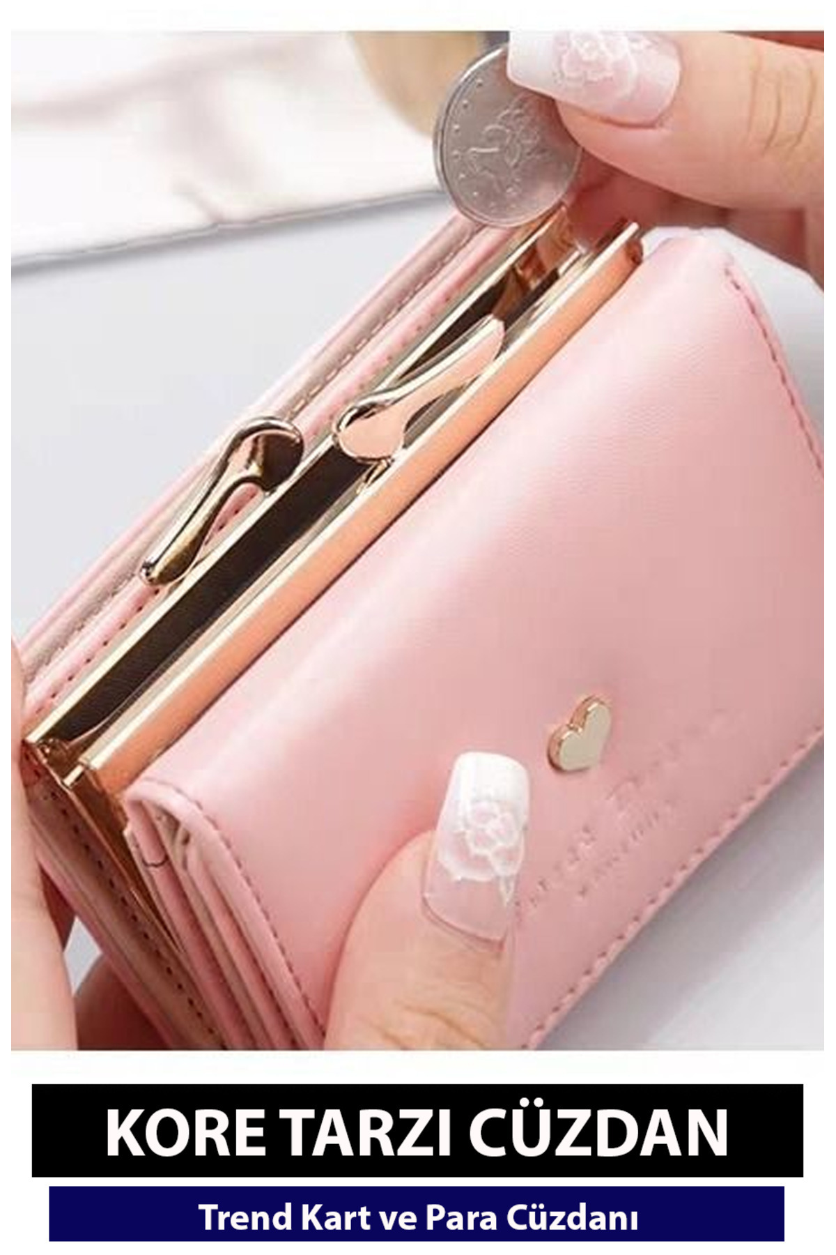 Nehir-New Style Korean Style Mini Folding with Coin Pouch Mother's and Valentine's Day Wallet with Card Slots 5