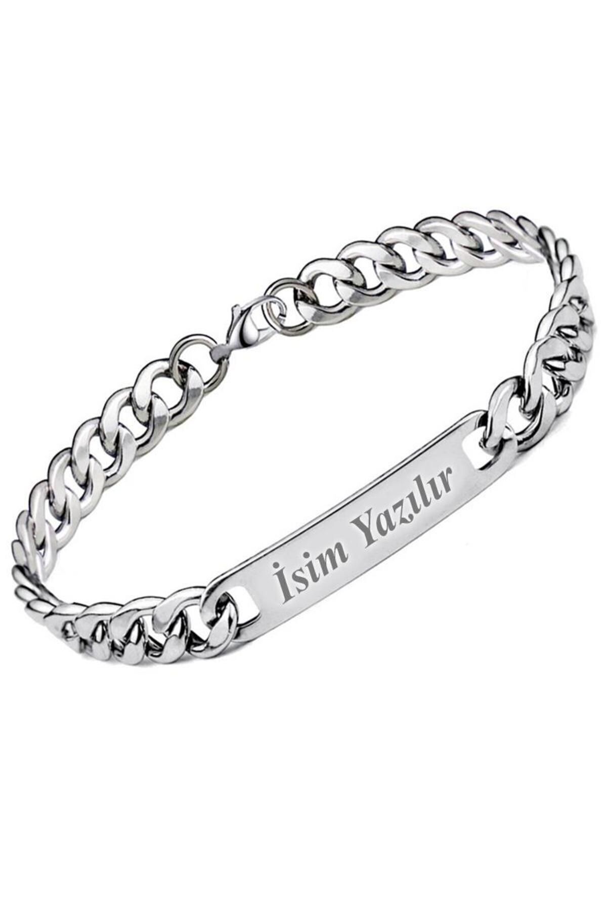 Evorya Kişiye Özel İsim Yazılan Unisex Çelik Bileklik