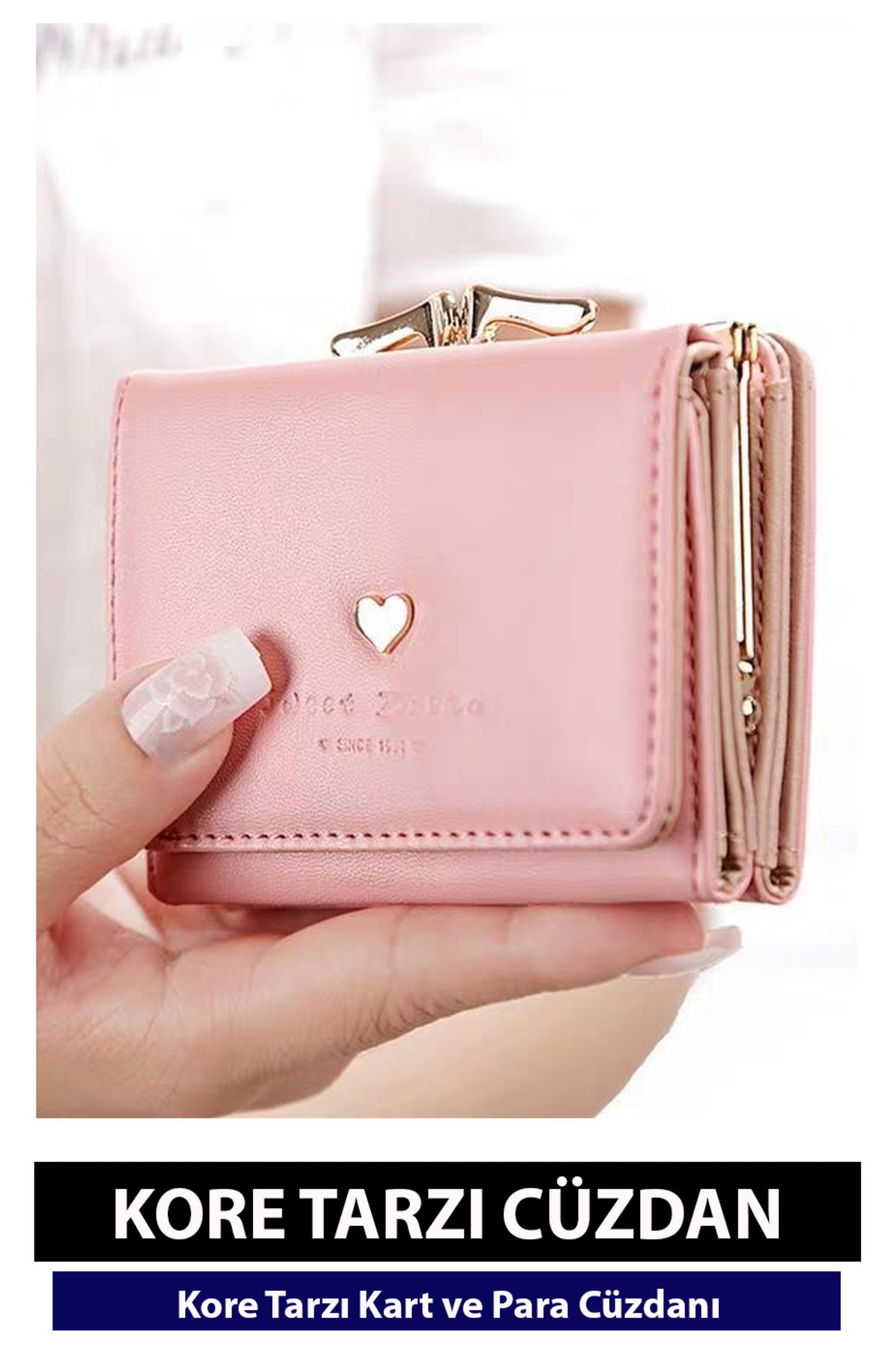 Nehir-New Style Korean Style Mini Folding with Coin Pouch Mother's and Valentine's Day Wallet with Card Slots 1