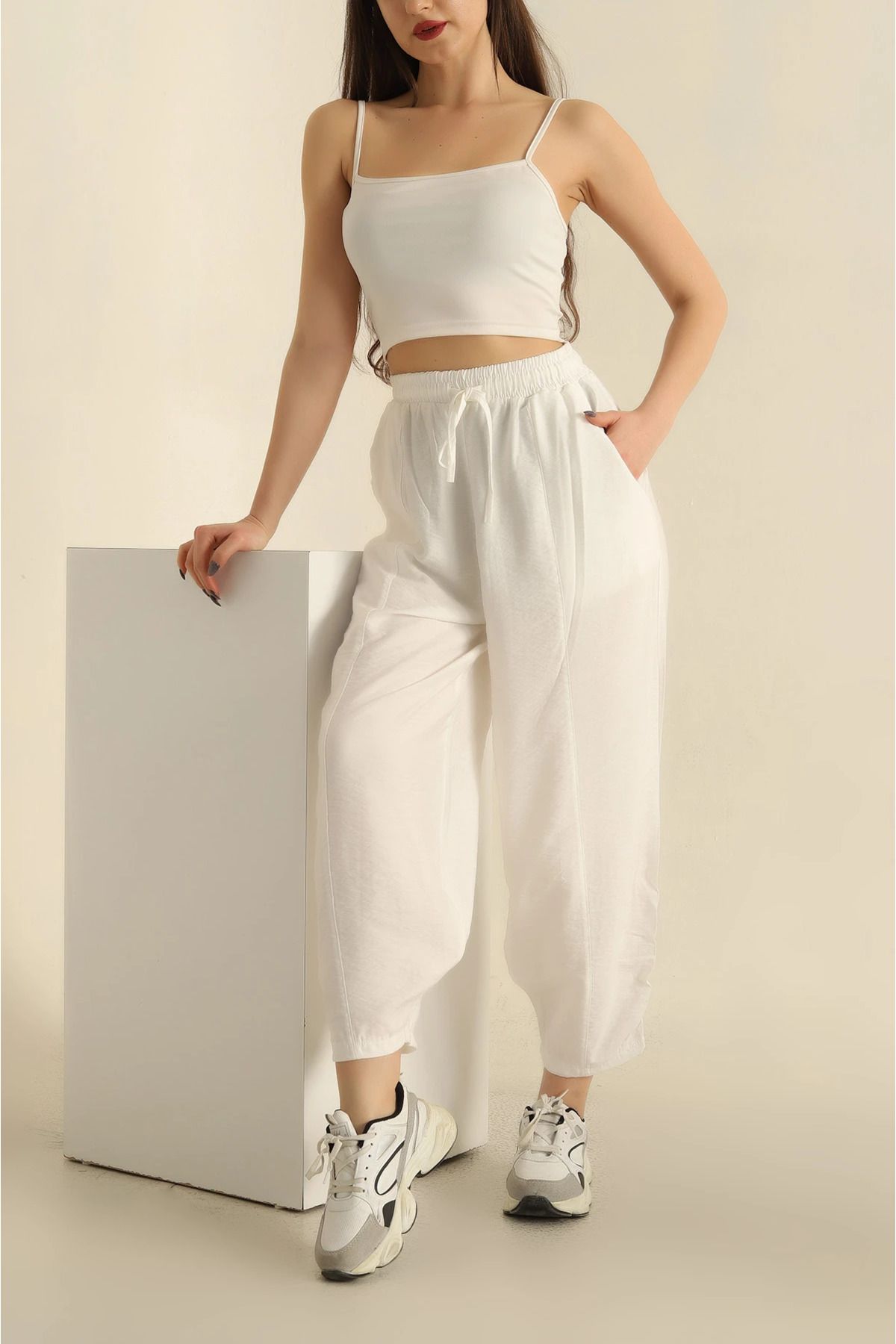 Esma Style Kadın Keten Ayrobin Şalvar Model Pantolon