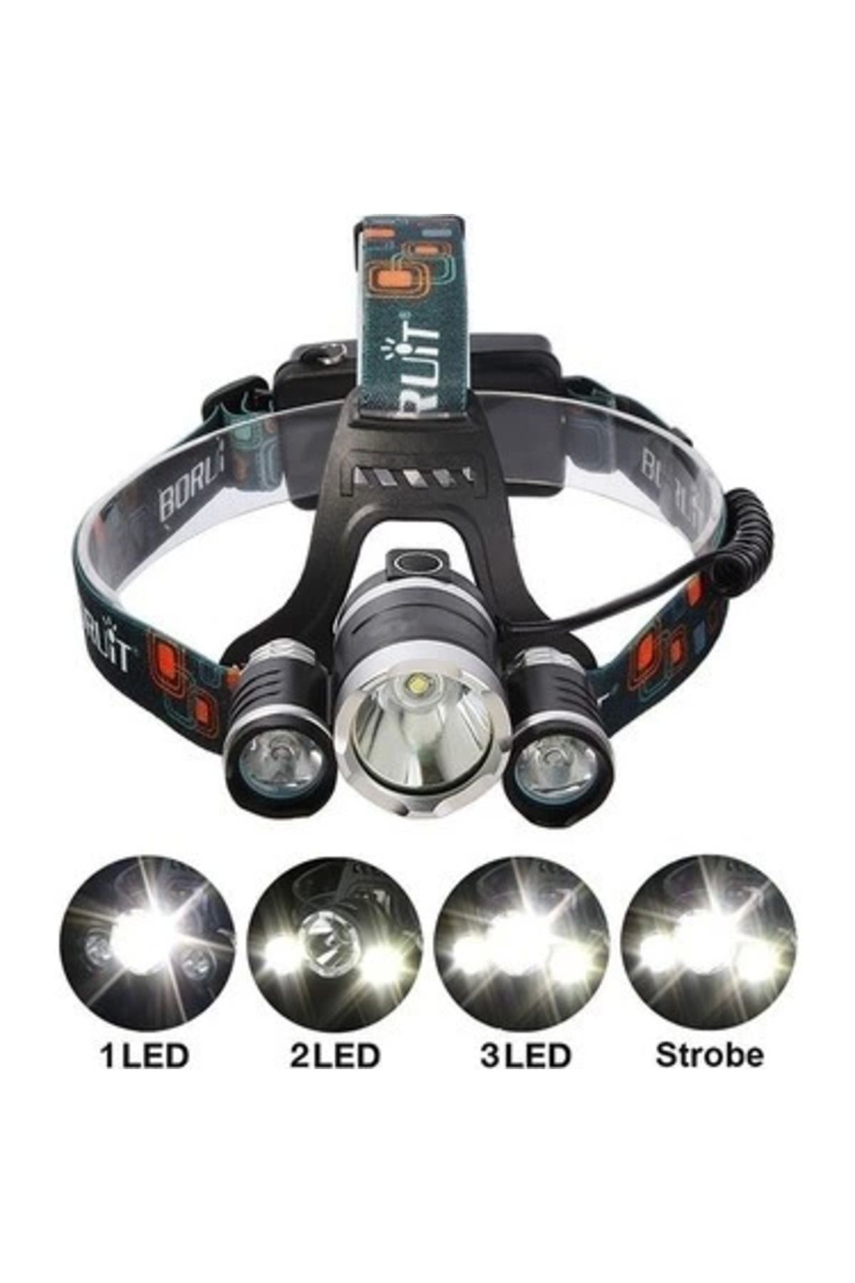 Vemora T6 Kafa Feneri 5000 Lumens 3xcree Xm-t6+2r5 Lamba Led Kamp Lambası