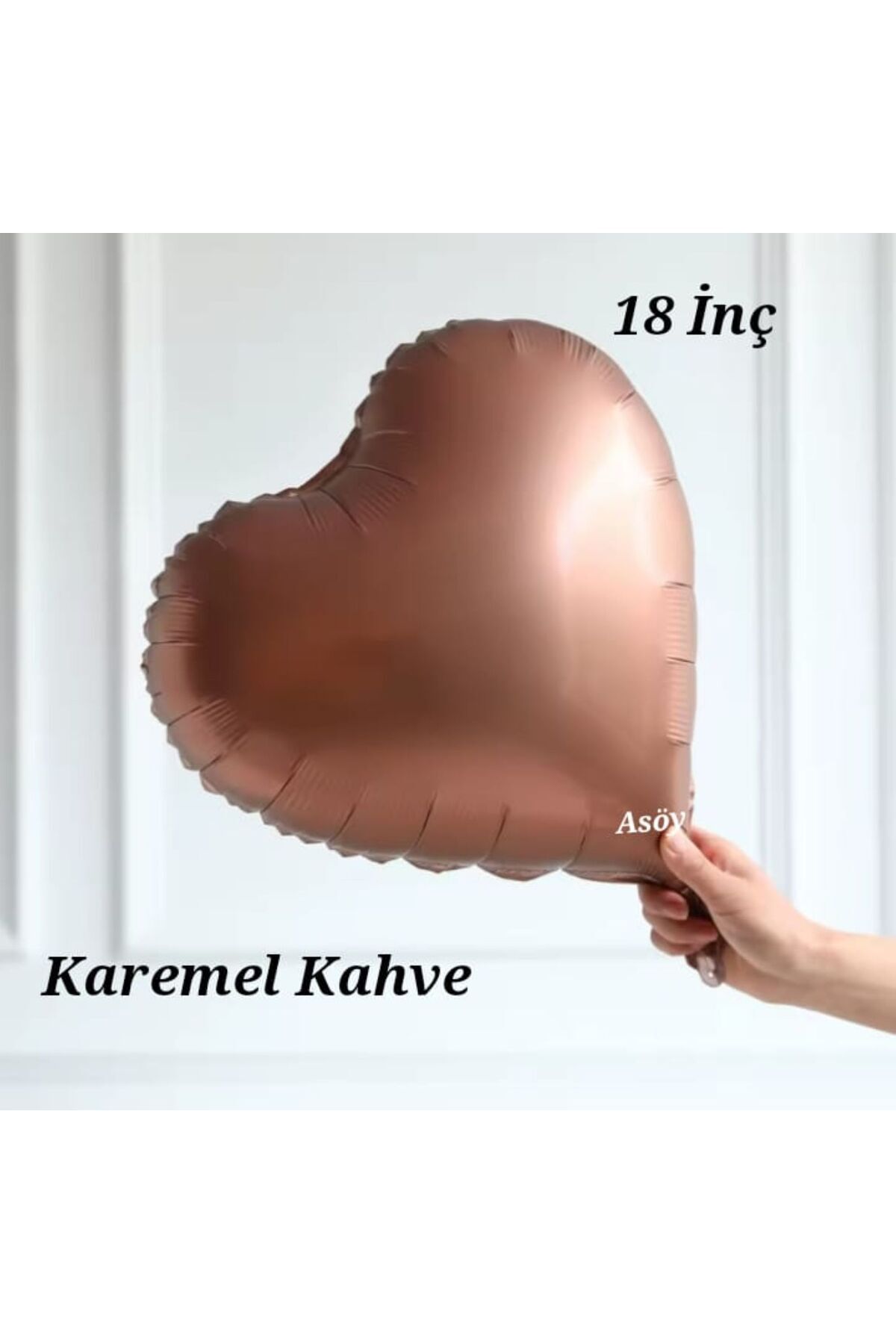 DOĞA PARTİ EVİ Retro Karemel Kahve Renk Kalp Folyo Balon 18 Inç 45 Cm 1 adet