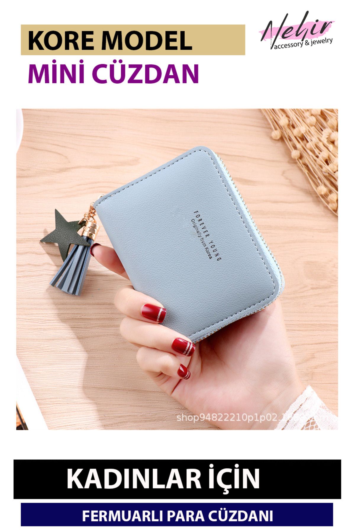 Nehir-Plain Pattern College Girl Student Mode Multi-Function Zipper Mini Coin Pouch Card Holder 1