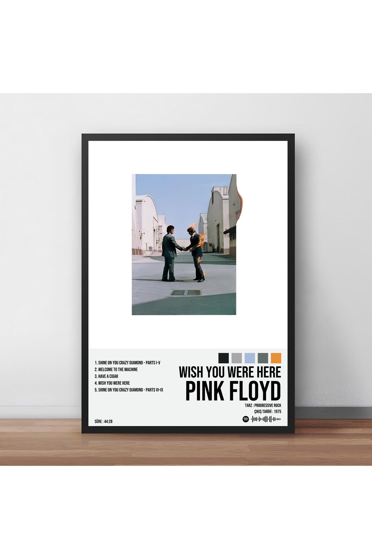 Orendart Pink Floyd - Wish You Were Here Albüm Spotify Çerçeveli Poster Tablo