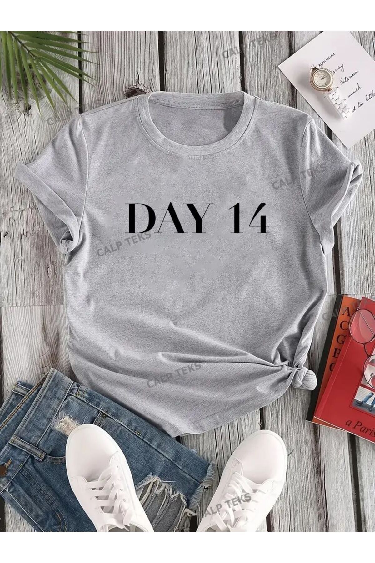 CALP TEKS DAY14 BASKILI OVERSİZE TİŞÖRT