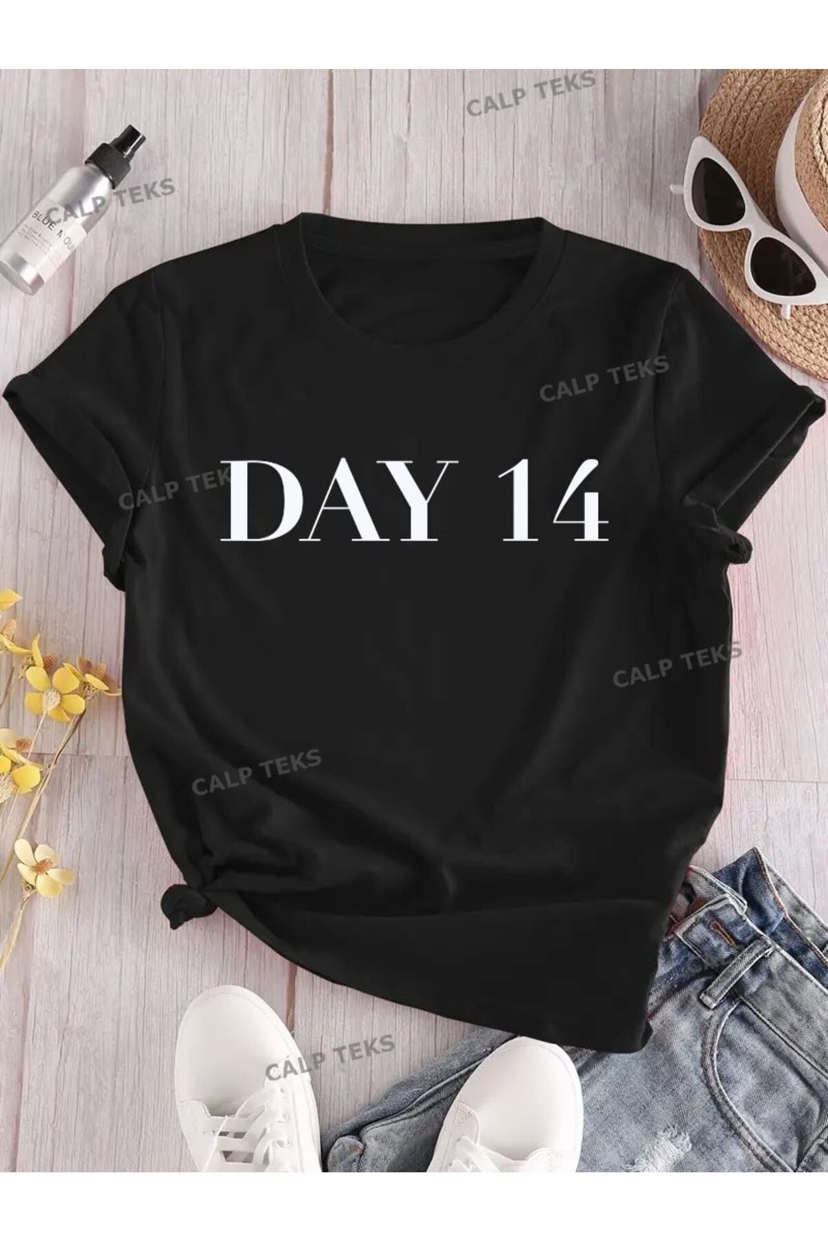 CALP TEKS DAY14 BASKILI OVERSİZE TİŞÖRT