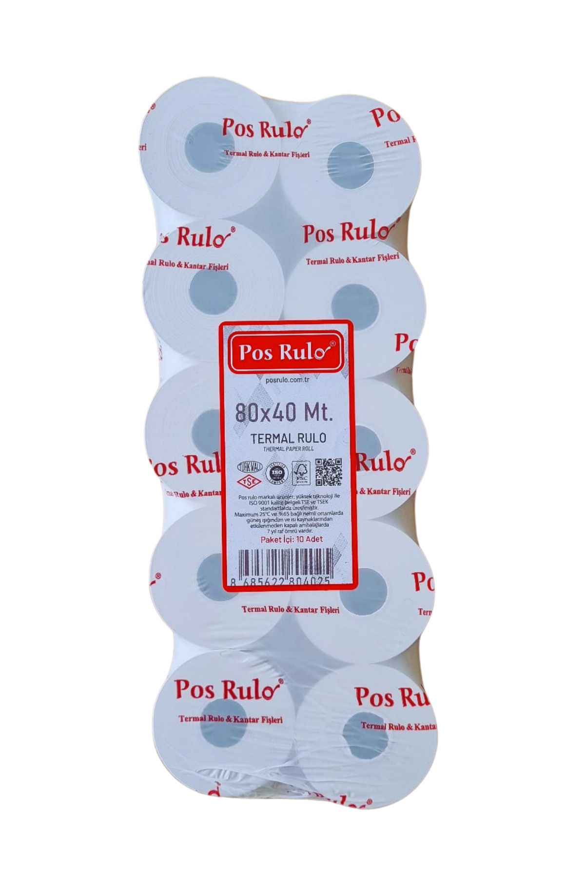 RULORULO 80x40 Termal Rulo - Yazarkasa Adisyon Rulosu 5 Paket 50 Adet Metraj Garantili 1.Kalite